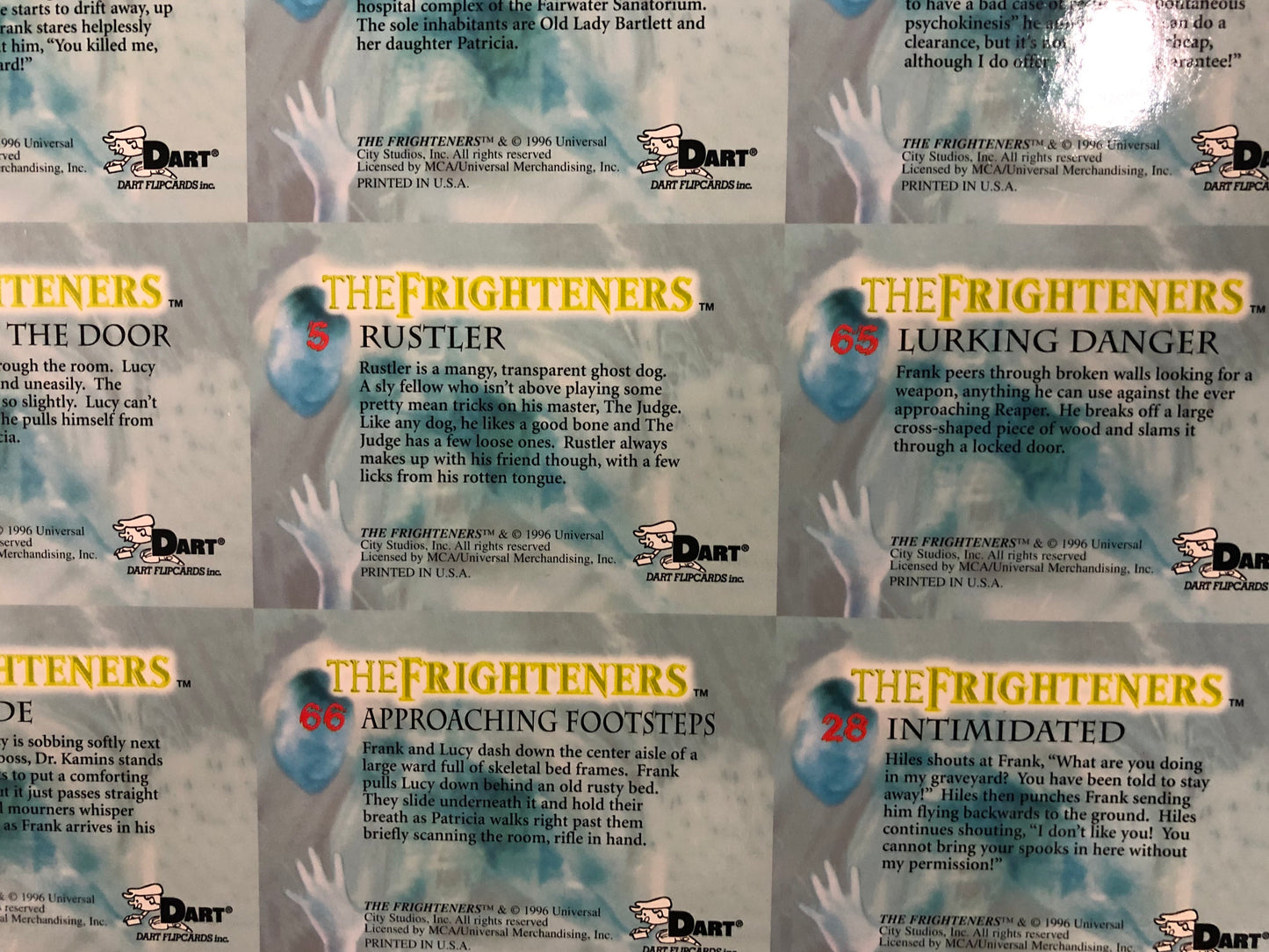 Frighteners movie foil cards numbered uncut sheet 1990s