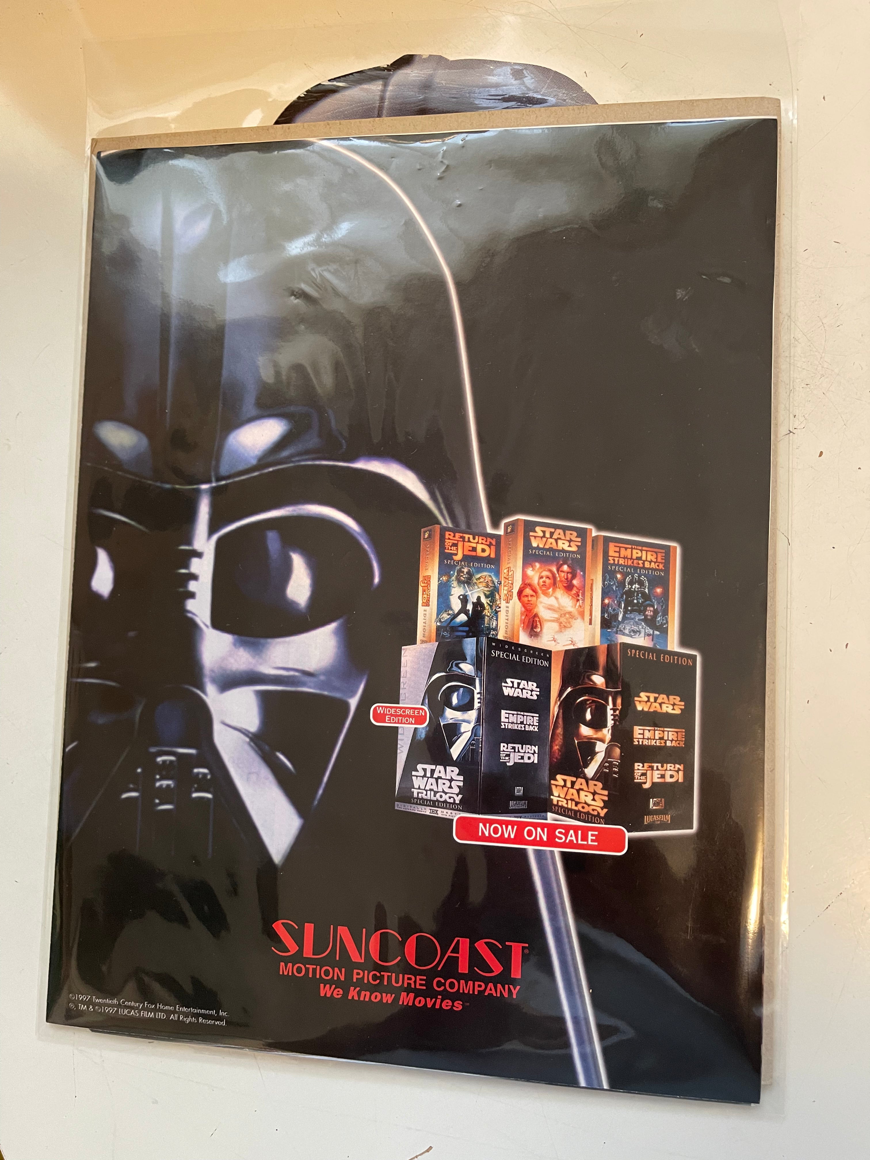 Star Wars Trilogy Video door ad sign with ad sheet 1997