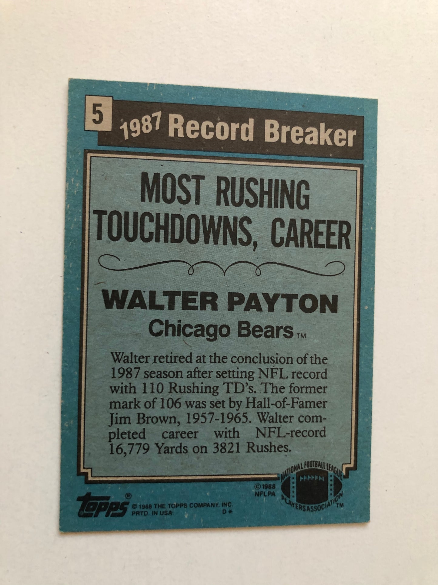 Walter Payton rare signed football card with COA