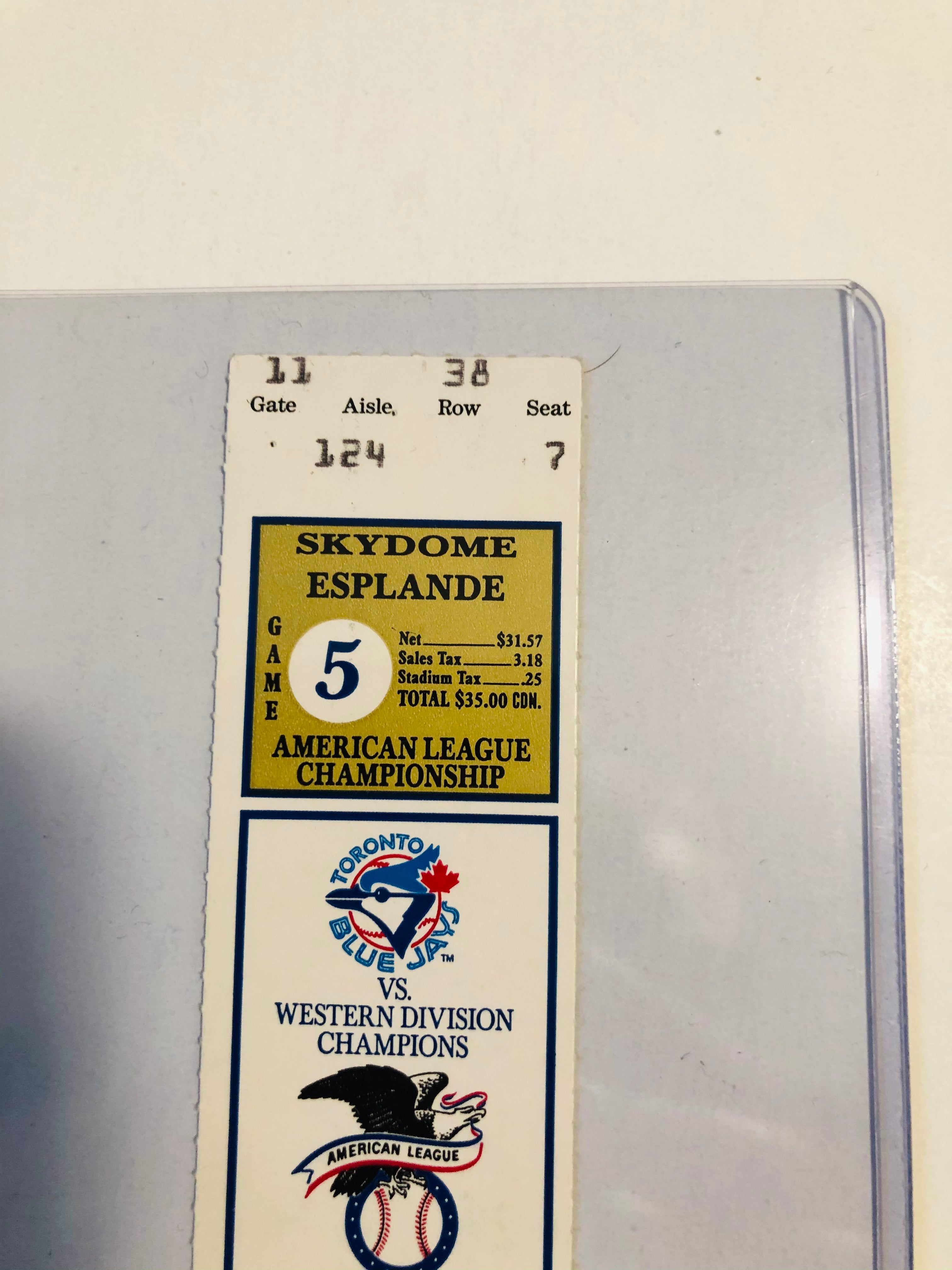 Toronto Blue Jays American League playoff baseball ticket 1989