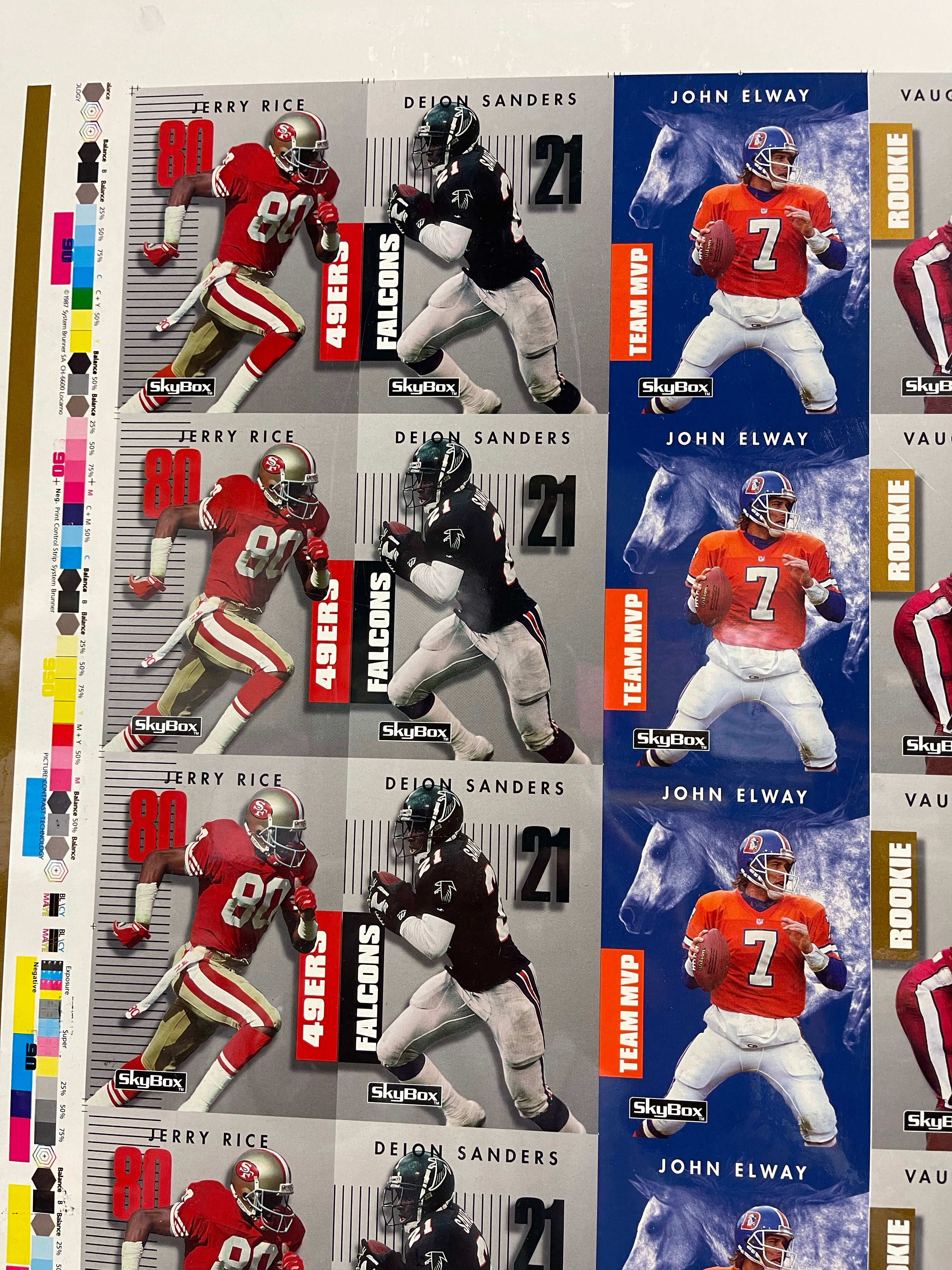 NFL skybox Football star cards rare uncut matted sheet 1992