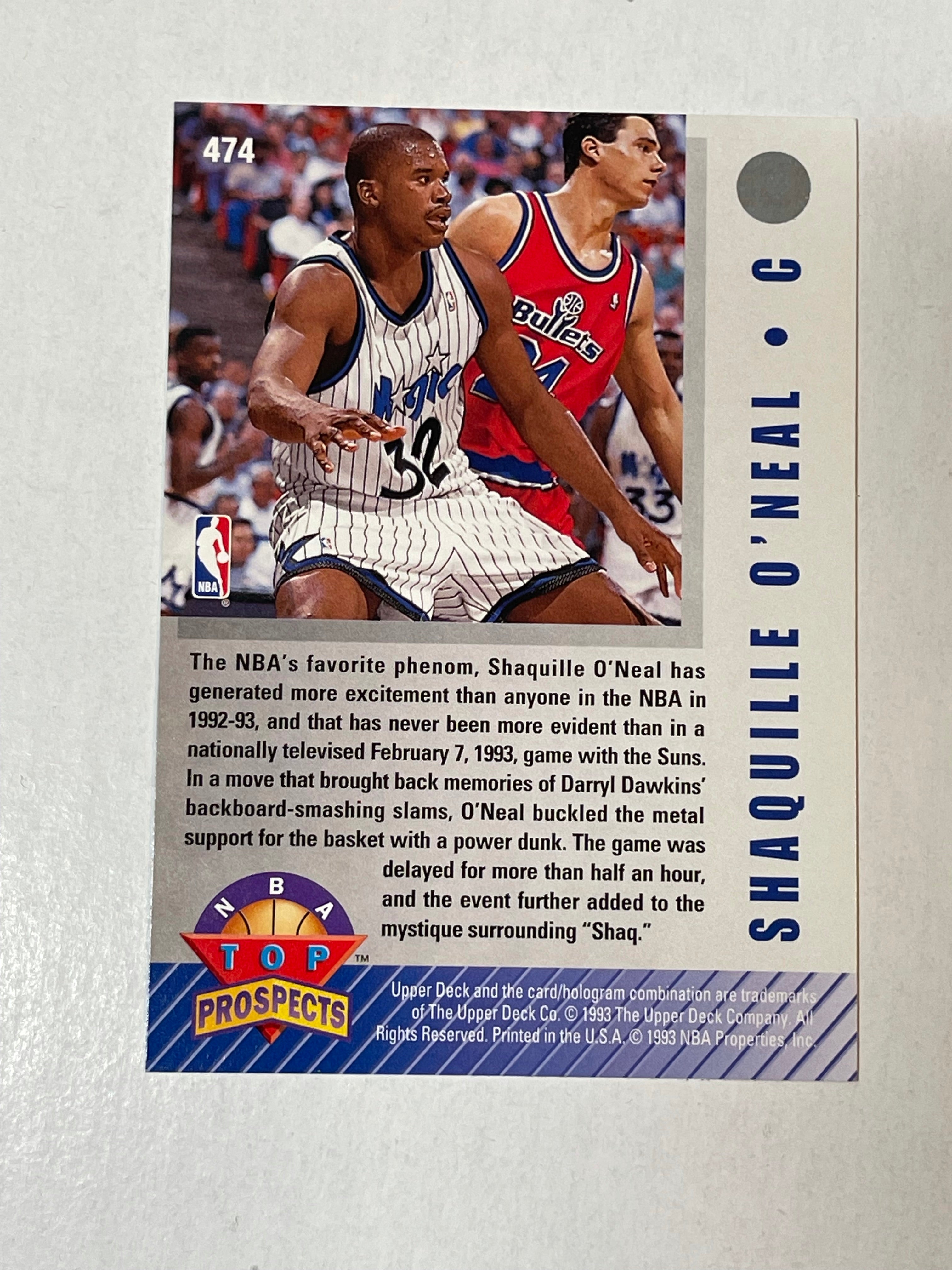 Shaq O’Neal Upper Deck NBA top prospects rookie basketball card 1992