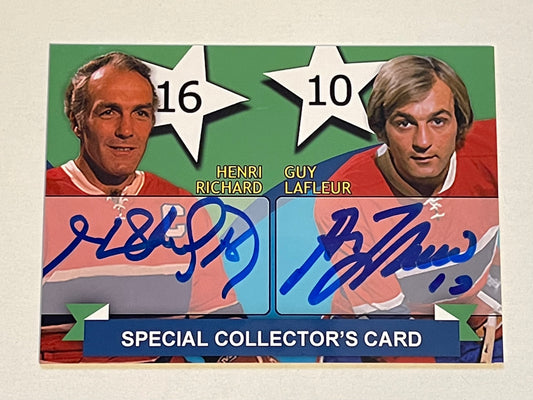 Guy LaFleur and Henri Richard rare numbered autographs card