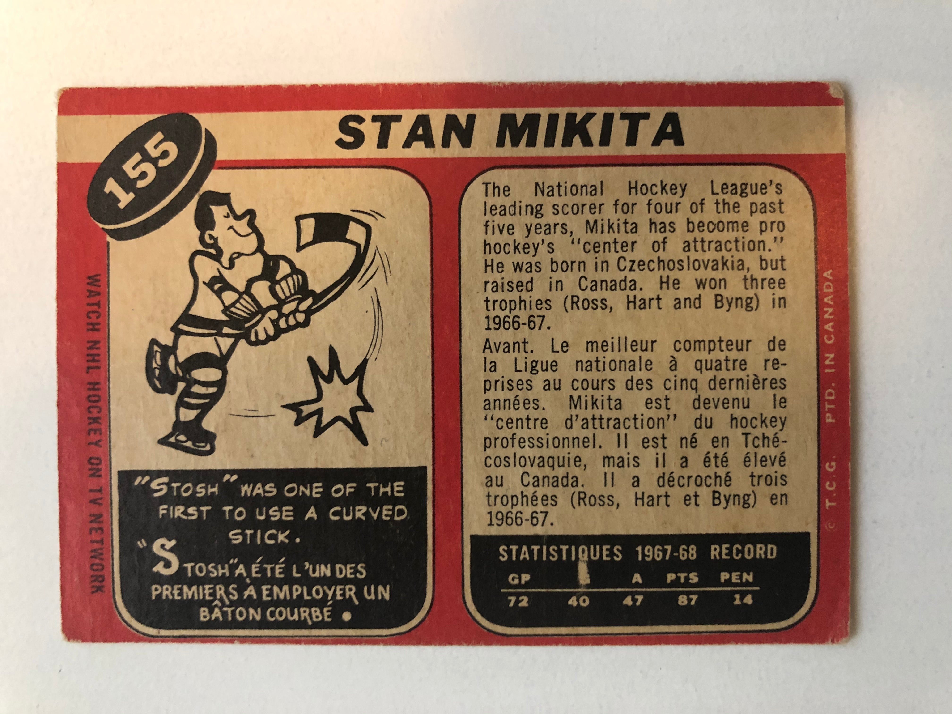 Stan Mikita opc hockey card 1968