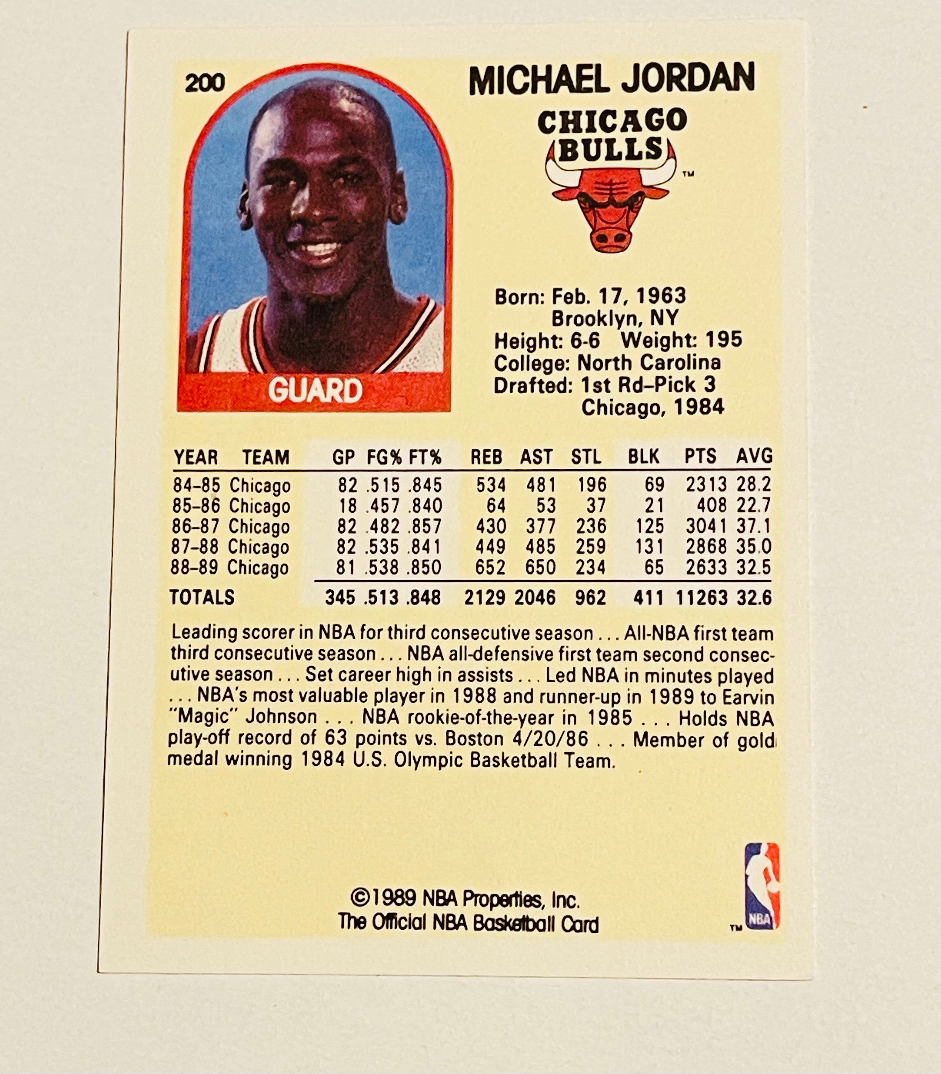 Michael Jordan NBA basketball legend Hoops card 1989