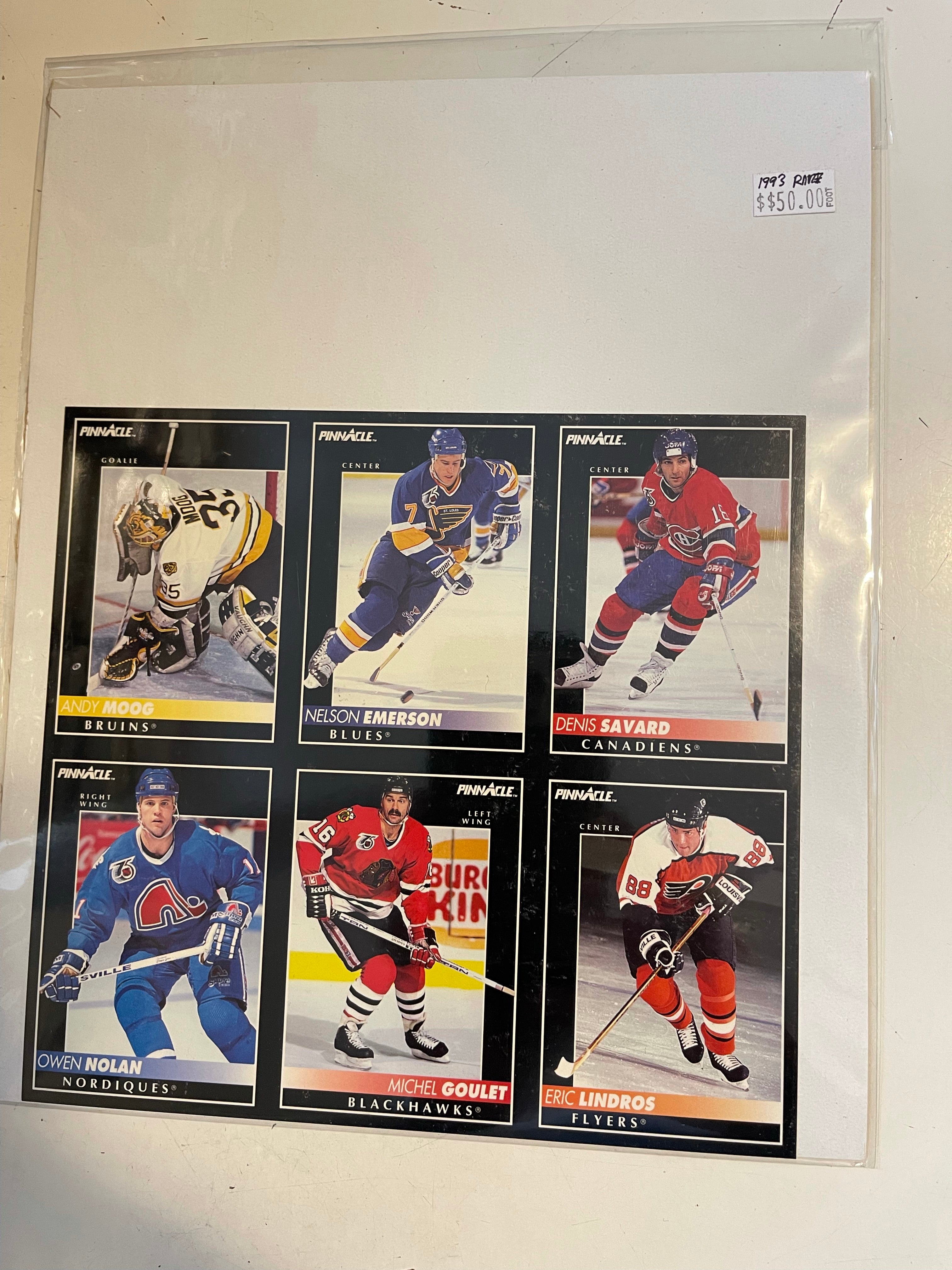 1993 Score Pinnacle hockey uncut cards sheet 1993