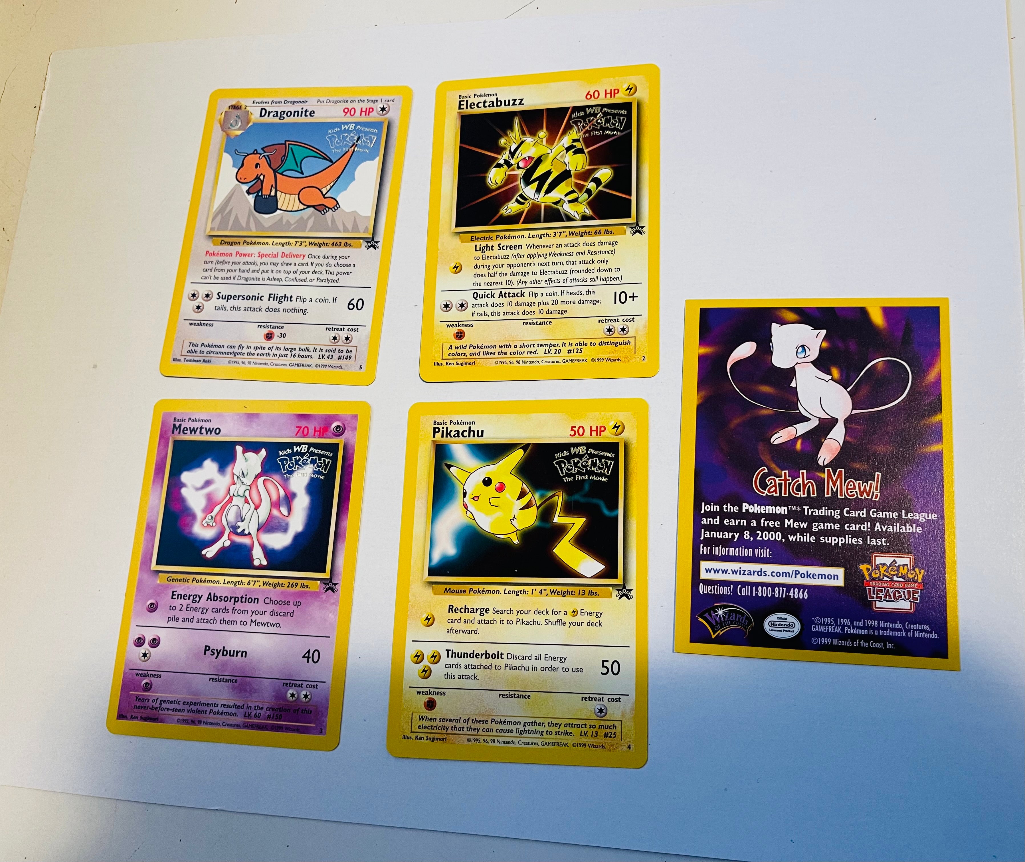 Pokémon rare 5 card limited issued movie cards set 1995