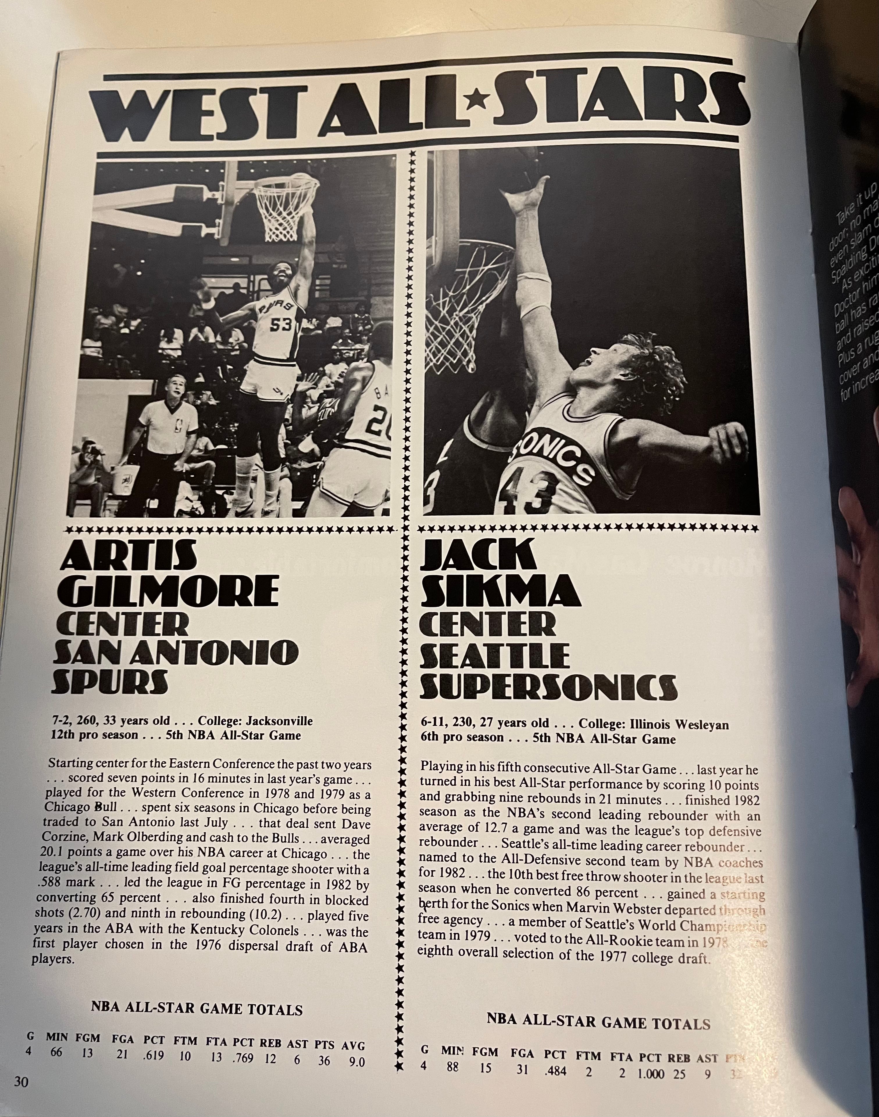 1983 NBA All Star game basketball program