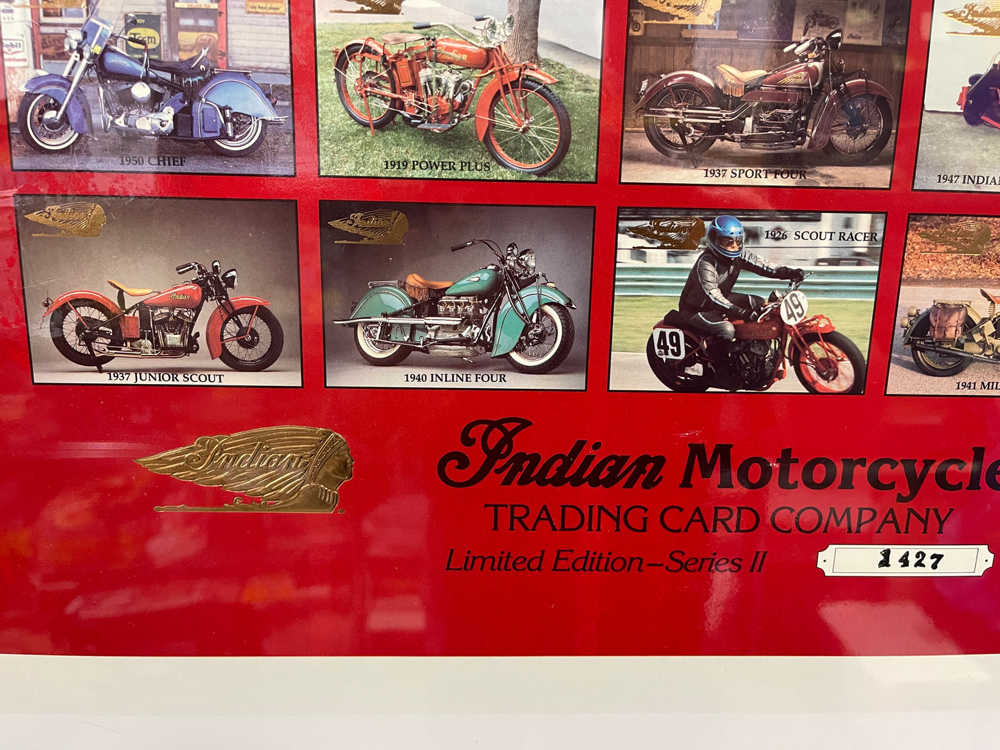 Indian Motorcycle series 2 rare numbered uncut card sheet .. serial numbers may vary 1990s