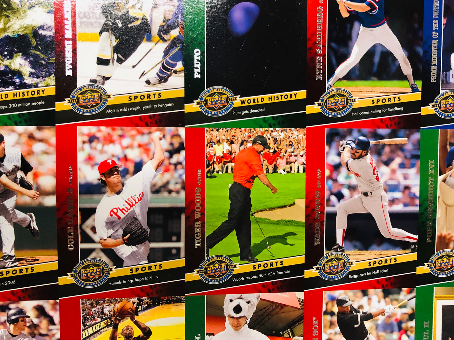 2009 Upper Deck rare 20th anniversary multi sports uncut cards sheet