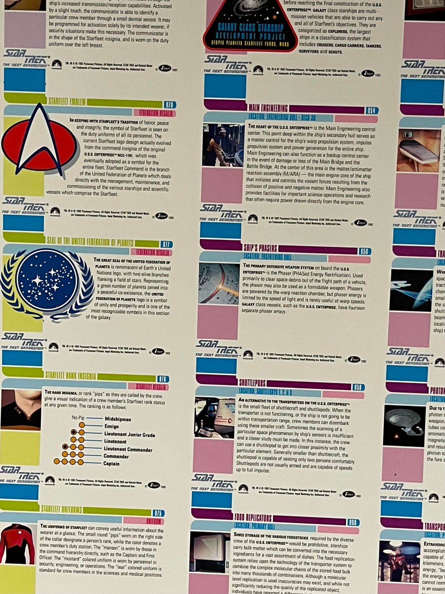 Star Trek Next Generation TV show uncut card sheet 1990