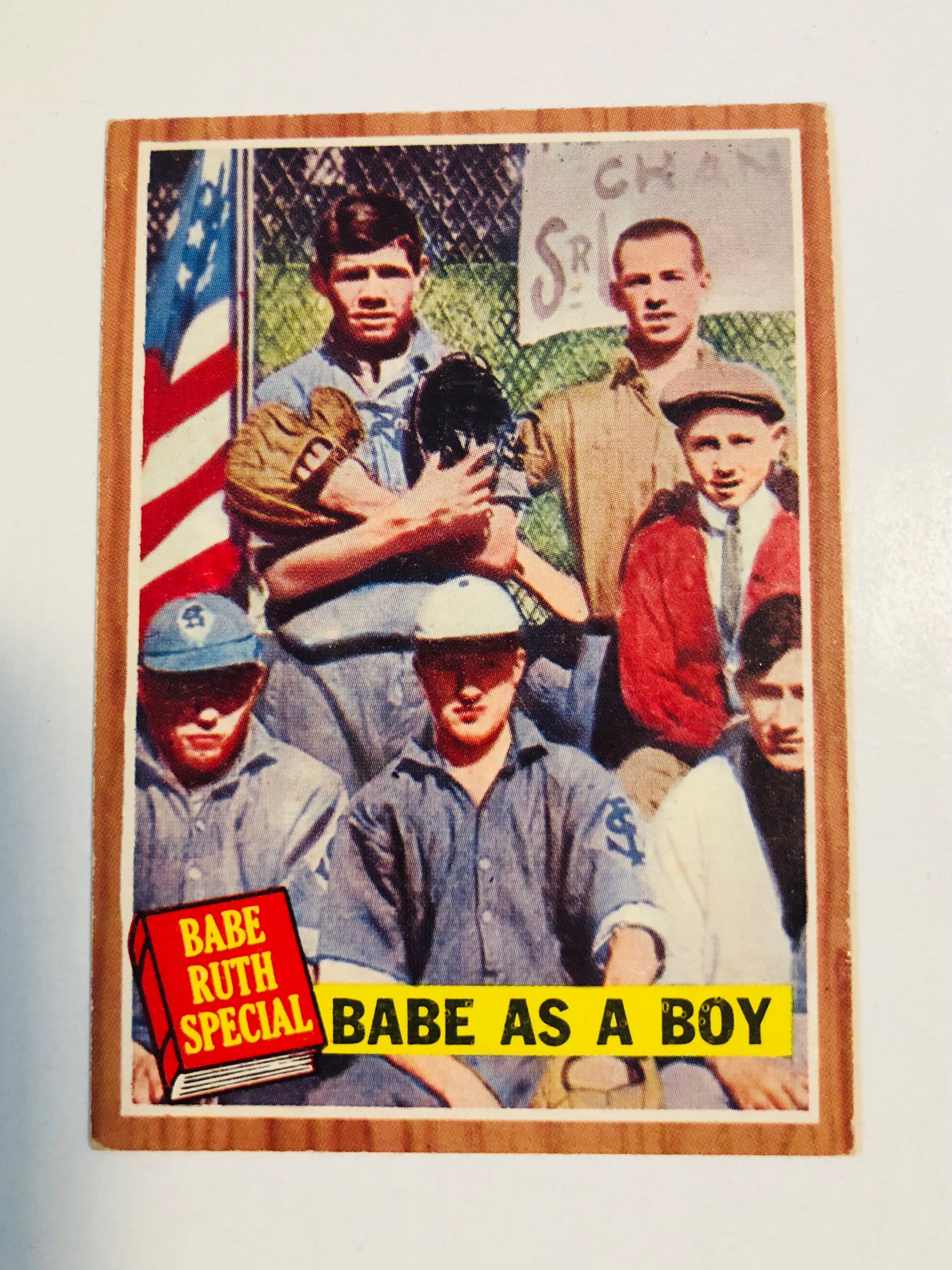 Babe Ruth Topps baseball card as a boy player 1960