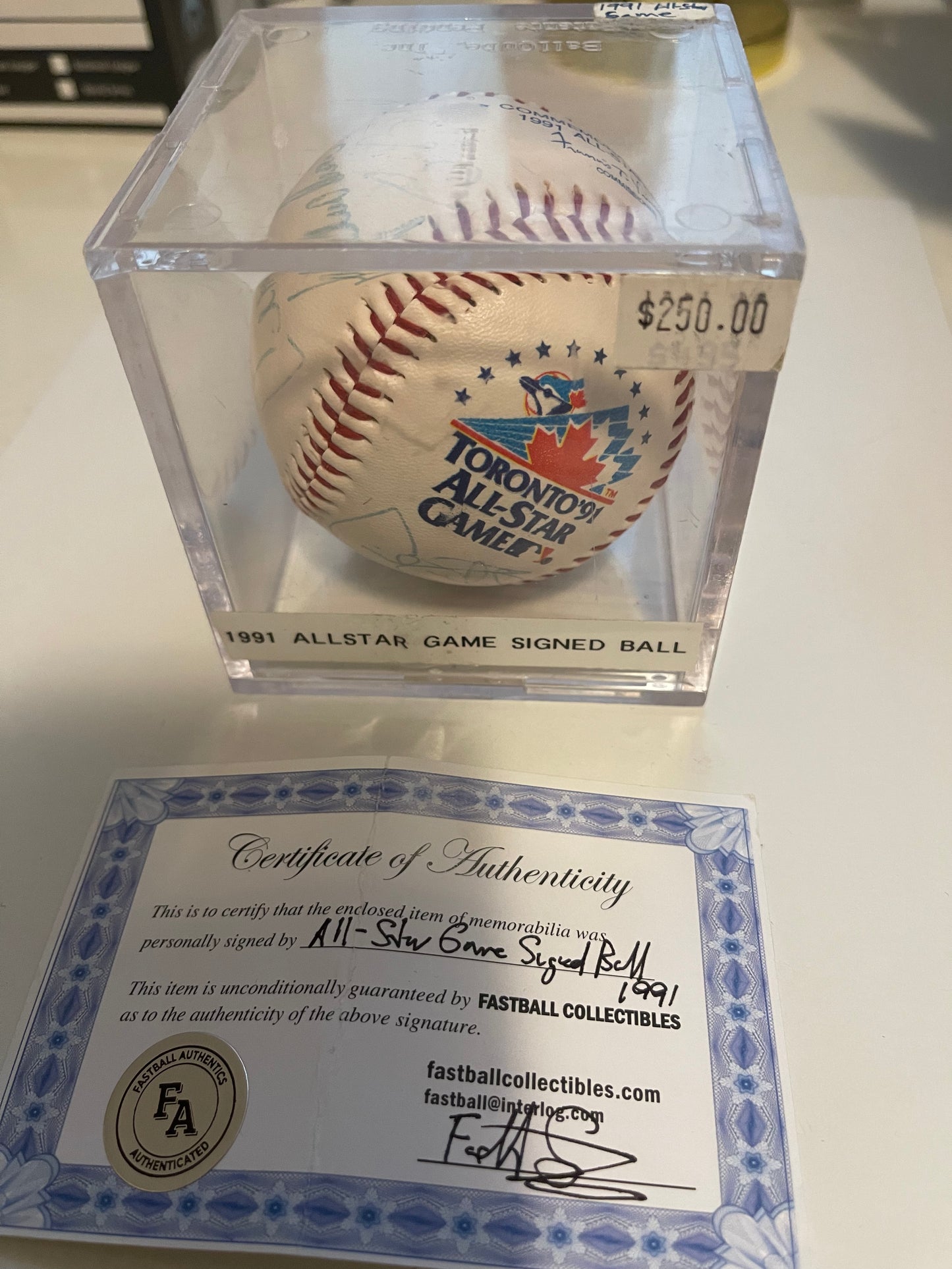 1991 All-Star Baseball game multiple autographs rare ball with COA