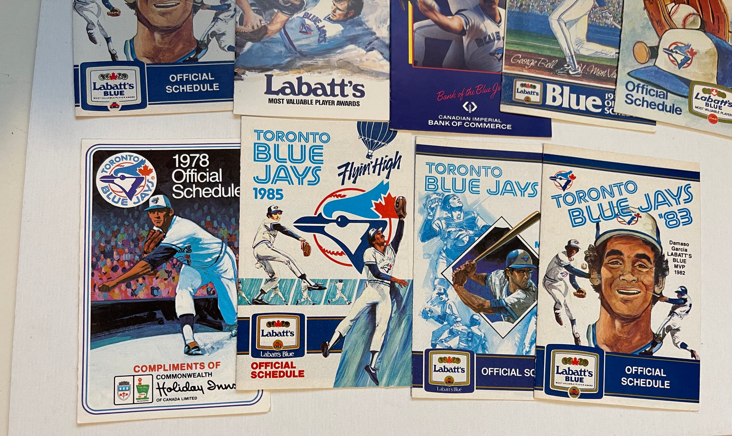 Toronto Blue Jays baseball 9 vintage pocket schedules 1980s