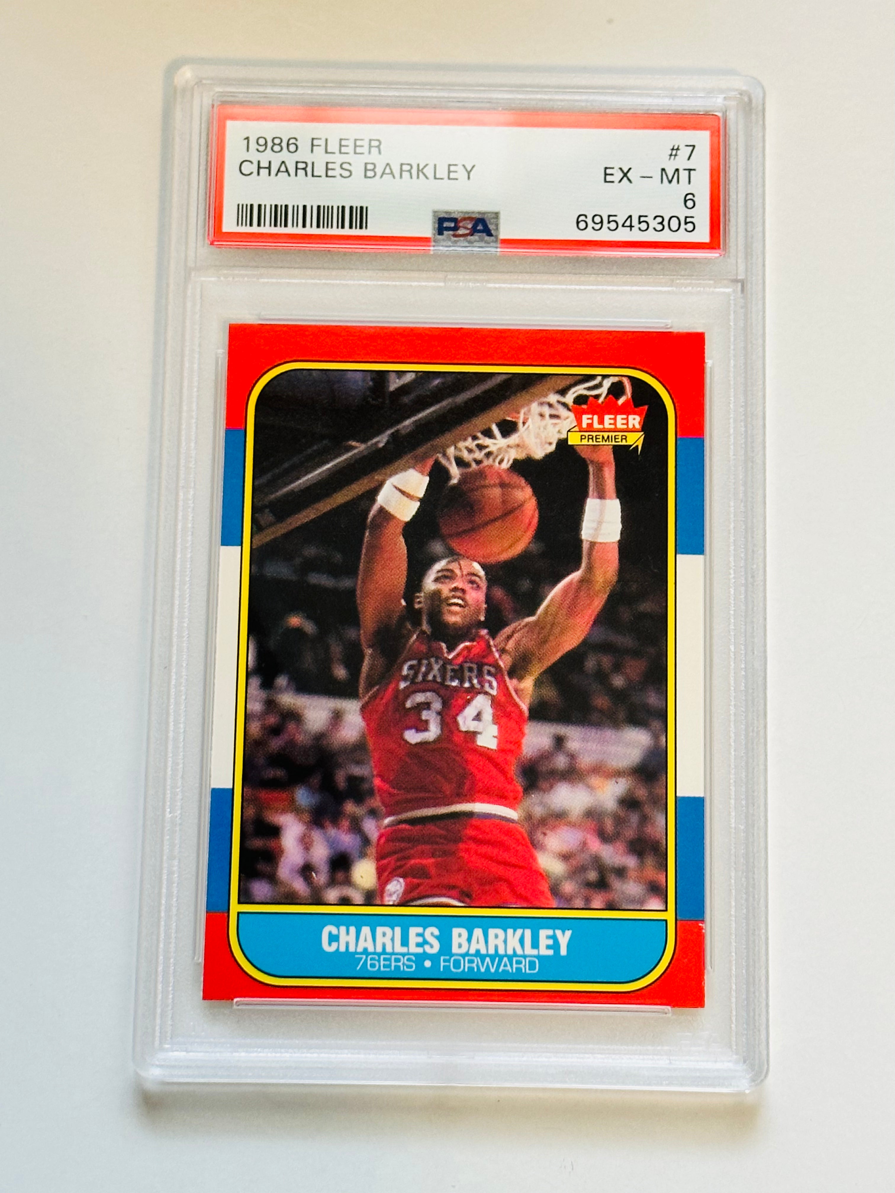Charles Barkley Fleer Rookie PSA 6 high graded card 1986