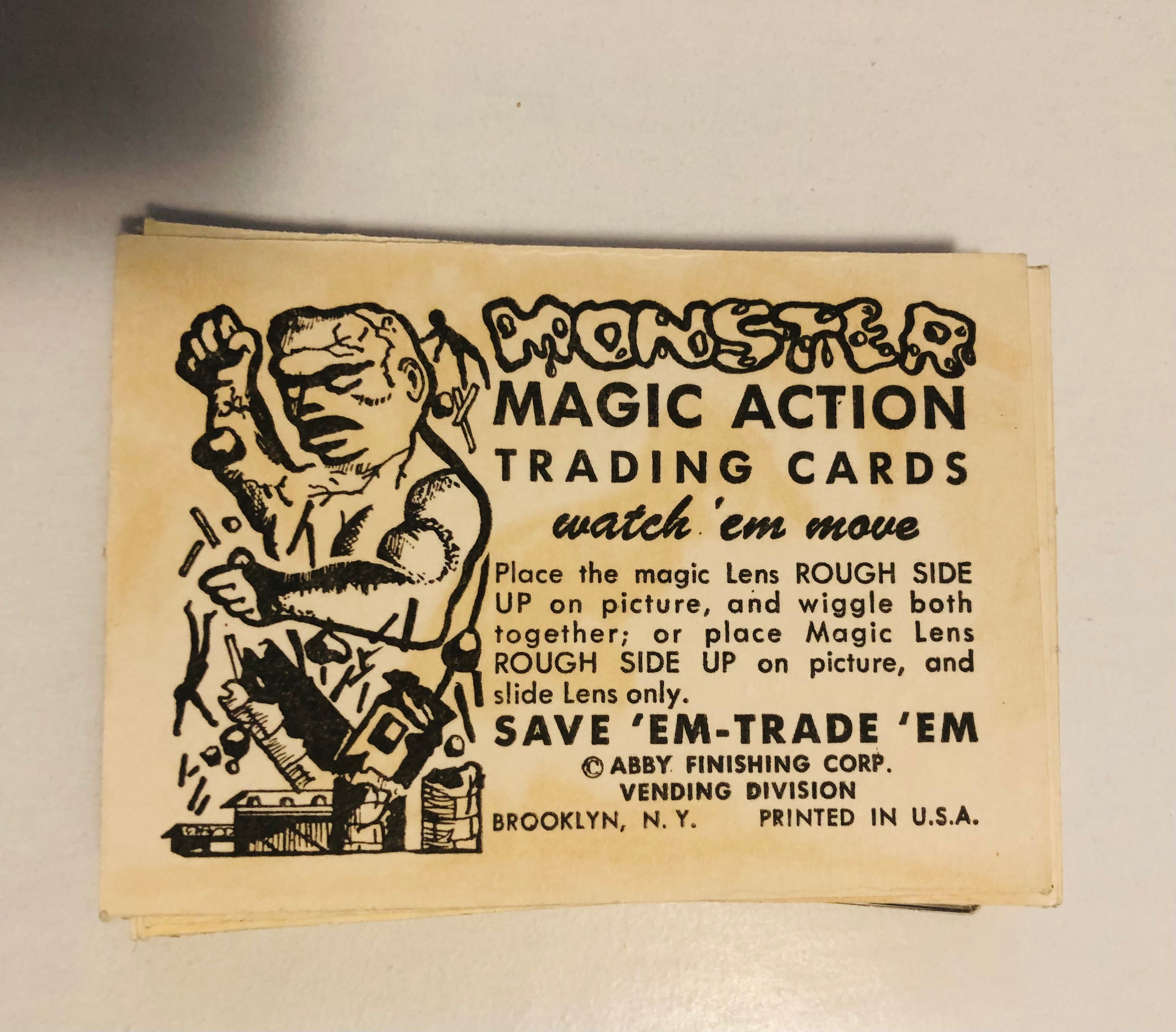 Monster Action trading cards set with Lenticular Lens card 1963
