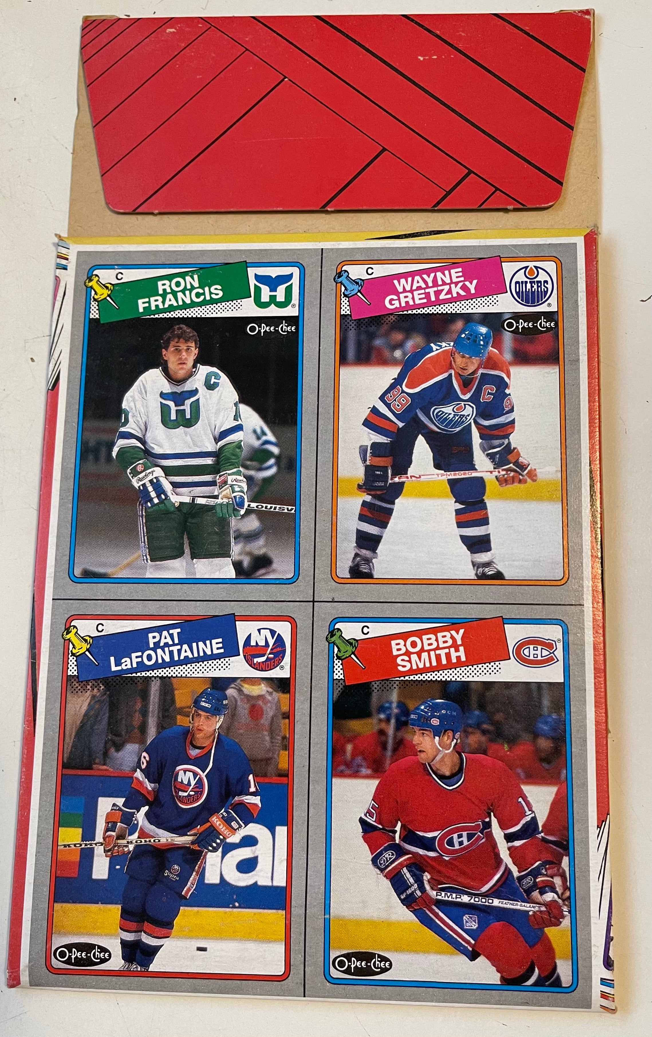 1988-89 opc hockey flat empty display box with Wayne Gretzky rare bottom card