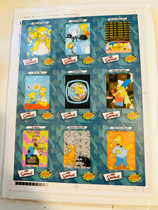 The Simpsons TV show rare Film cel cards uncut sheet 1990s