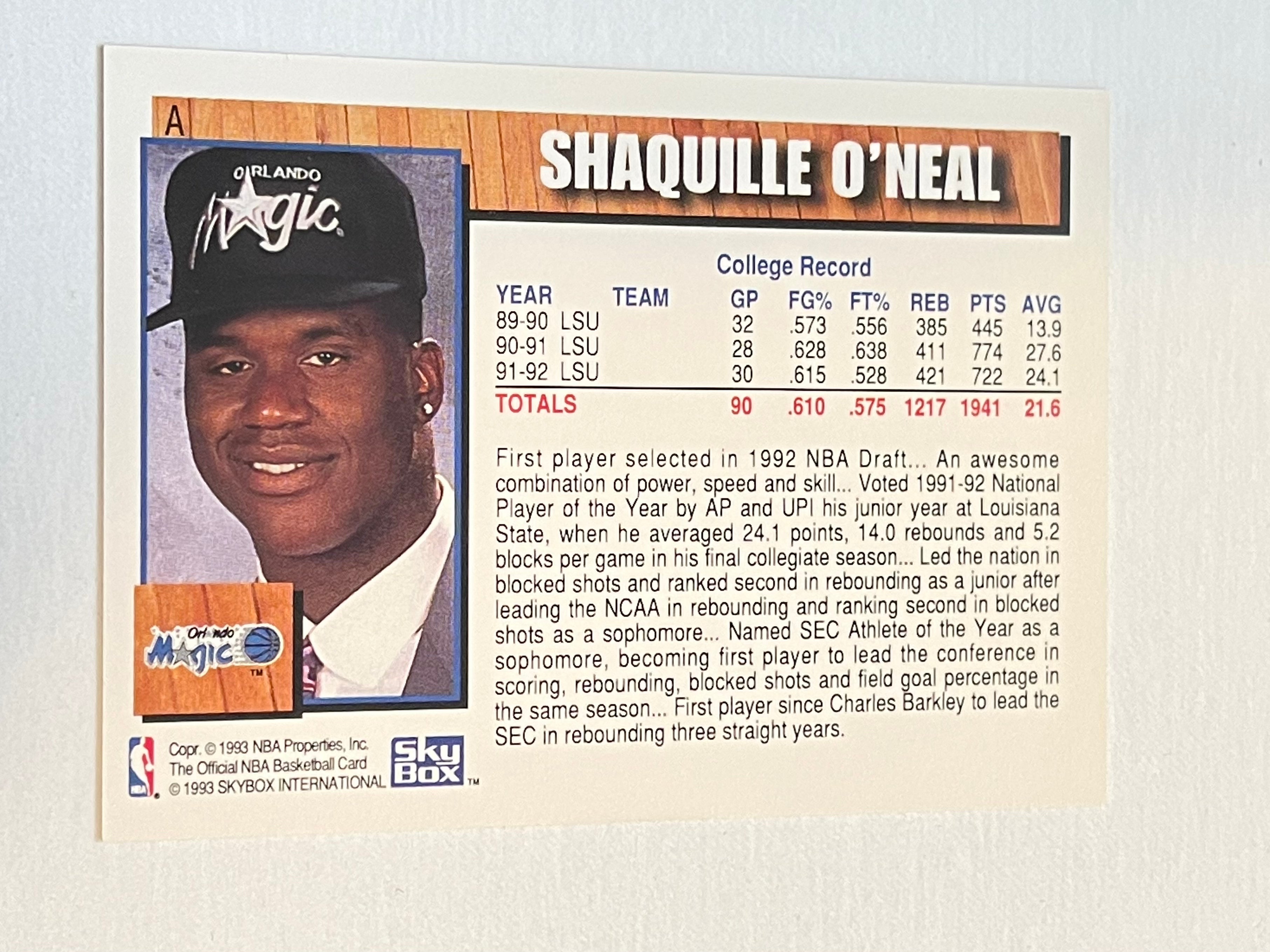 Shaq O’Neal rare Hoops draft redemption basketball rookie card 1992-93