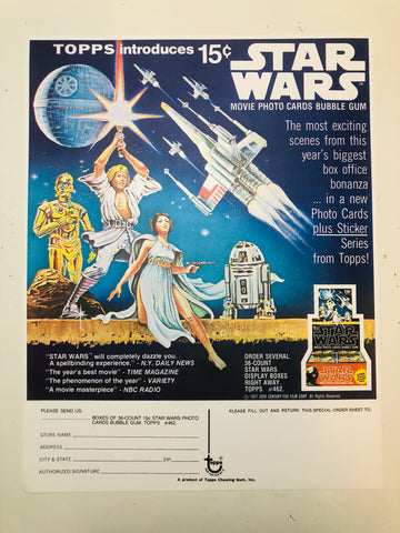 Star Wars Topps First movie cards rare ad sell sheet 1977