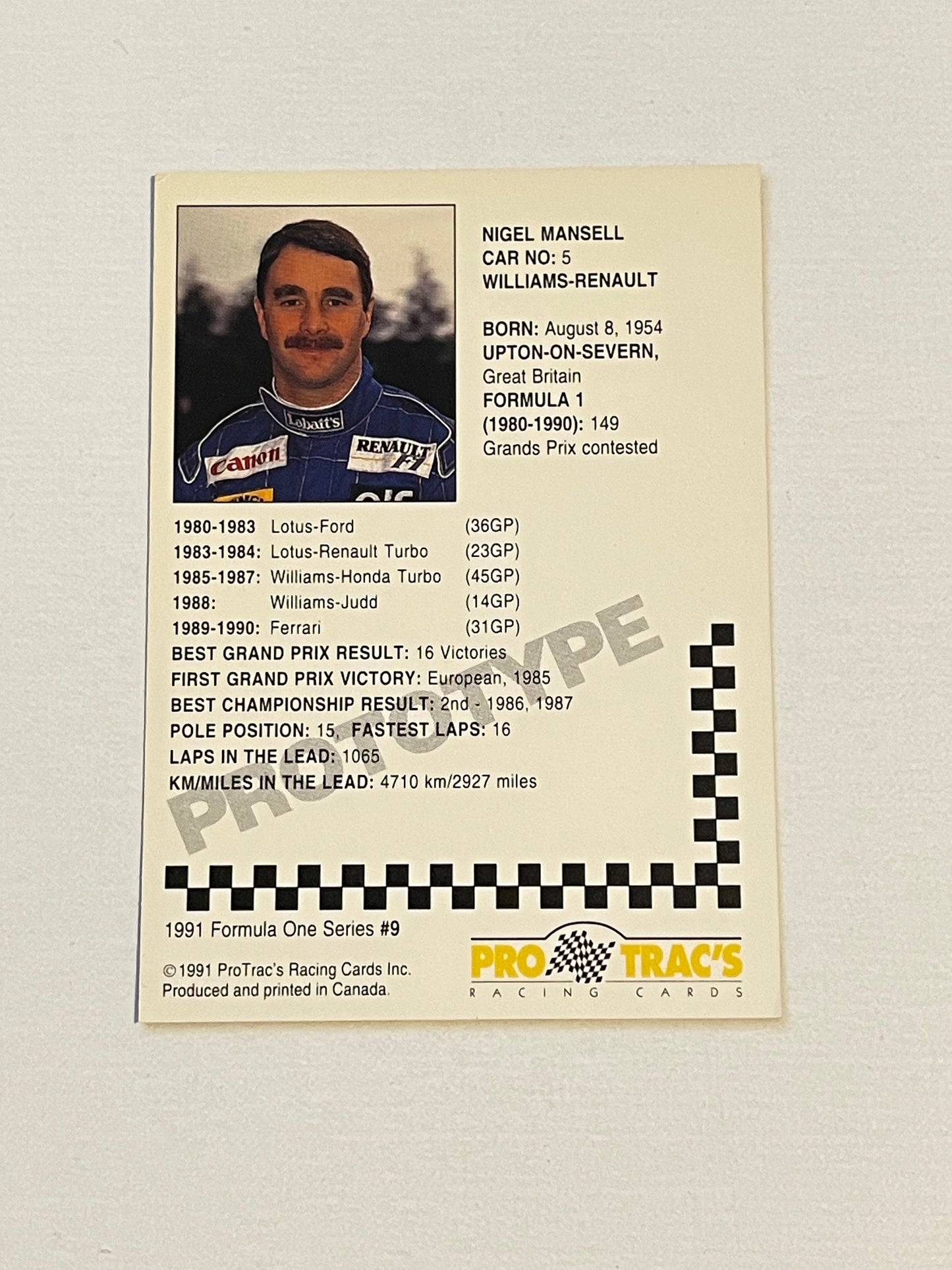 Formula 1 rare ad sheet with Mansell cards 1990