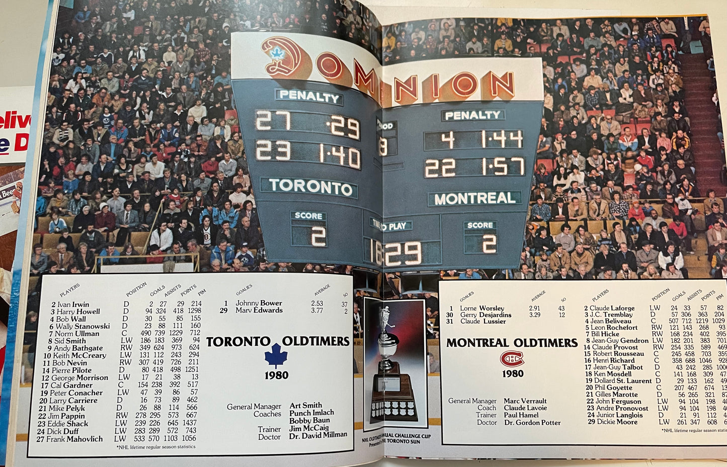 1980 Old Timers game NHL hockey program