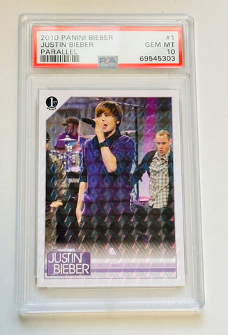 Justin Bieber #1 parallel card PSA 10 from 2010