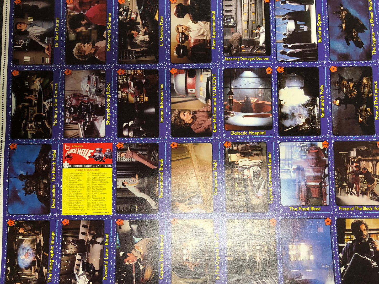 1979 Black Hole movie cards rare uncut sheet