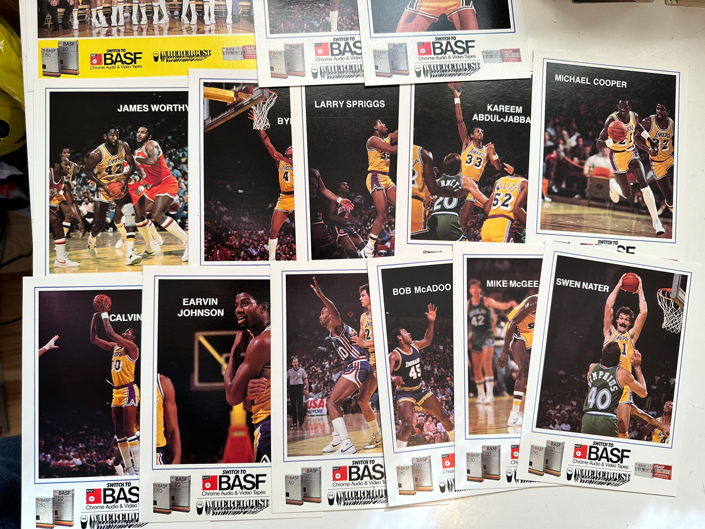 Lakers basketball BASF jumbo 14 cards rare set 1982-83