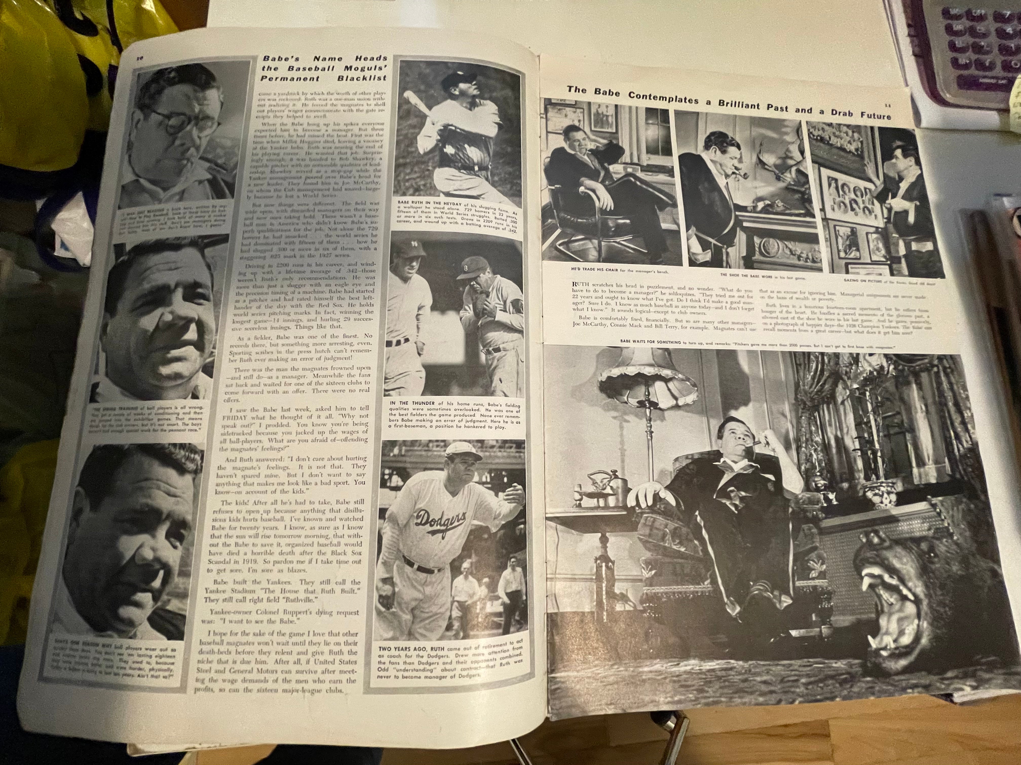 Babe Ruth baseball legend rare Friday magazine 1941