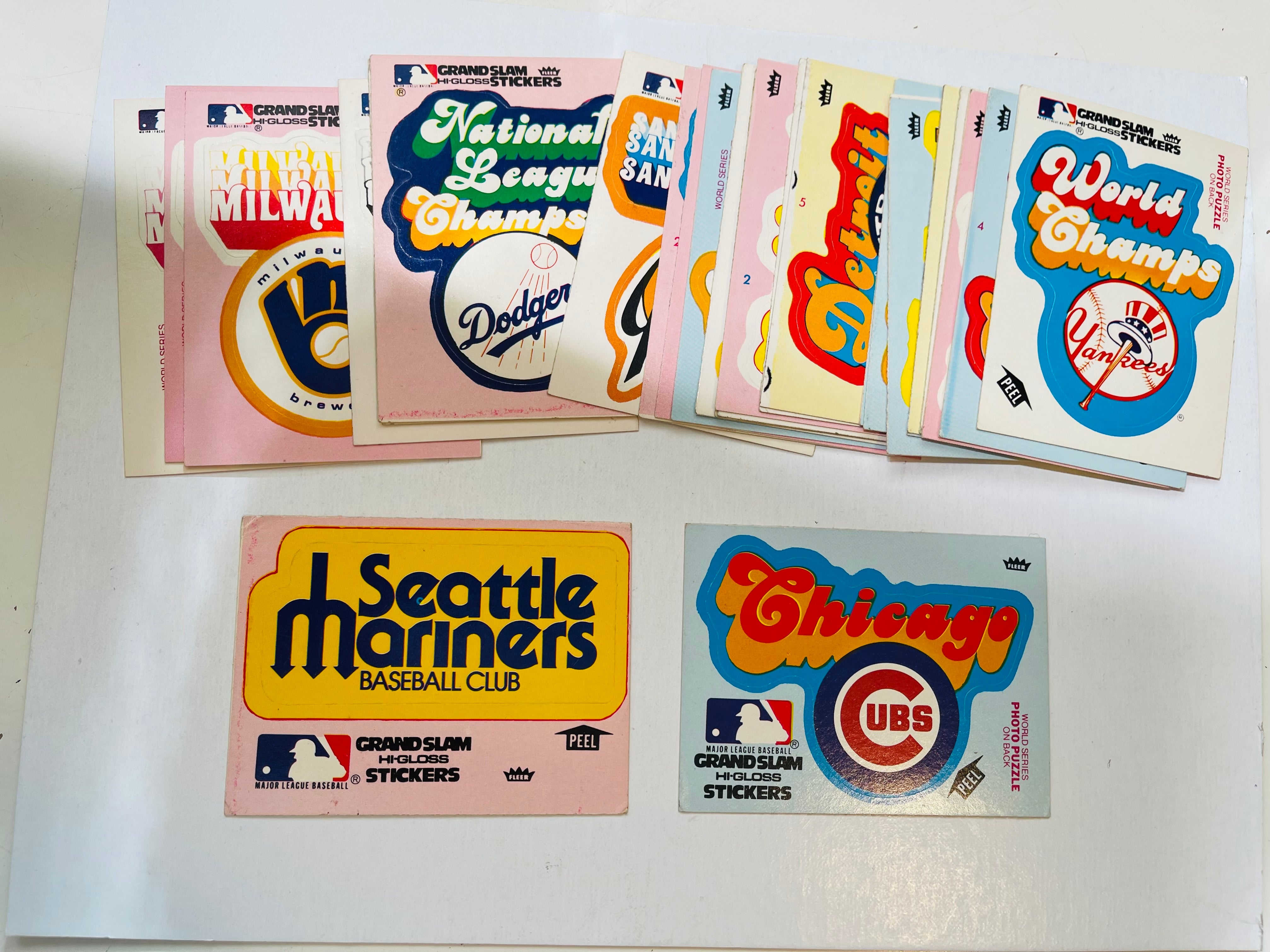 1978 Fleer baseball grand slam Hi-gloss team logos insert stickers set