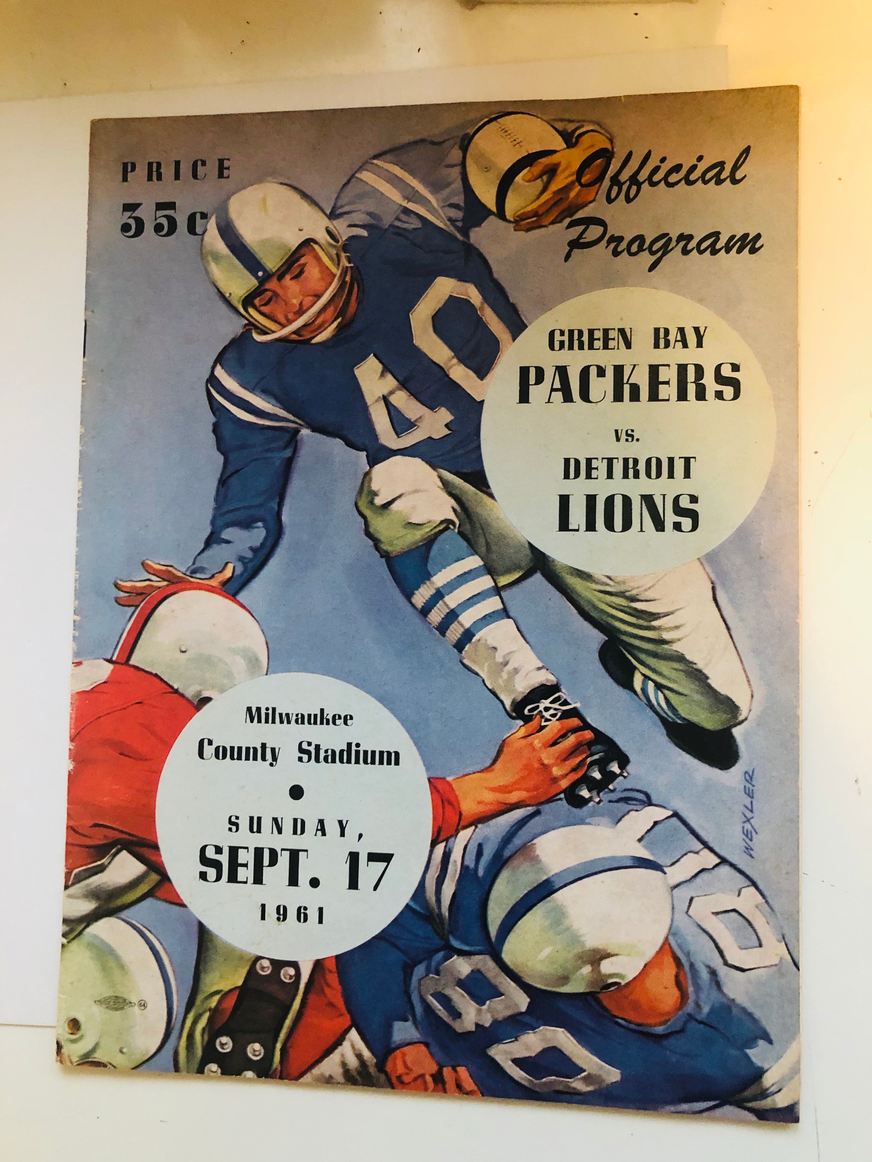 1961 NFL football game Packers vs Lions program