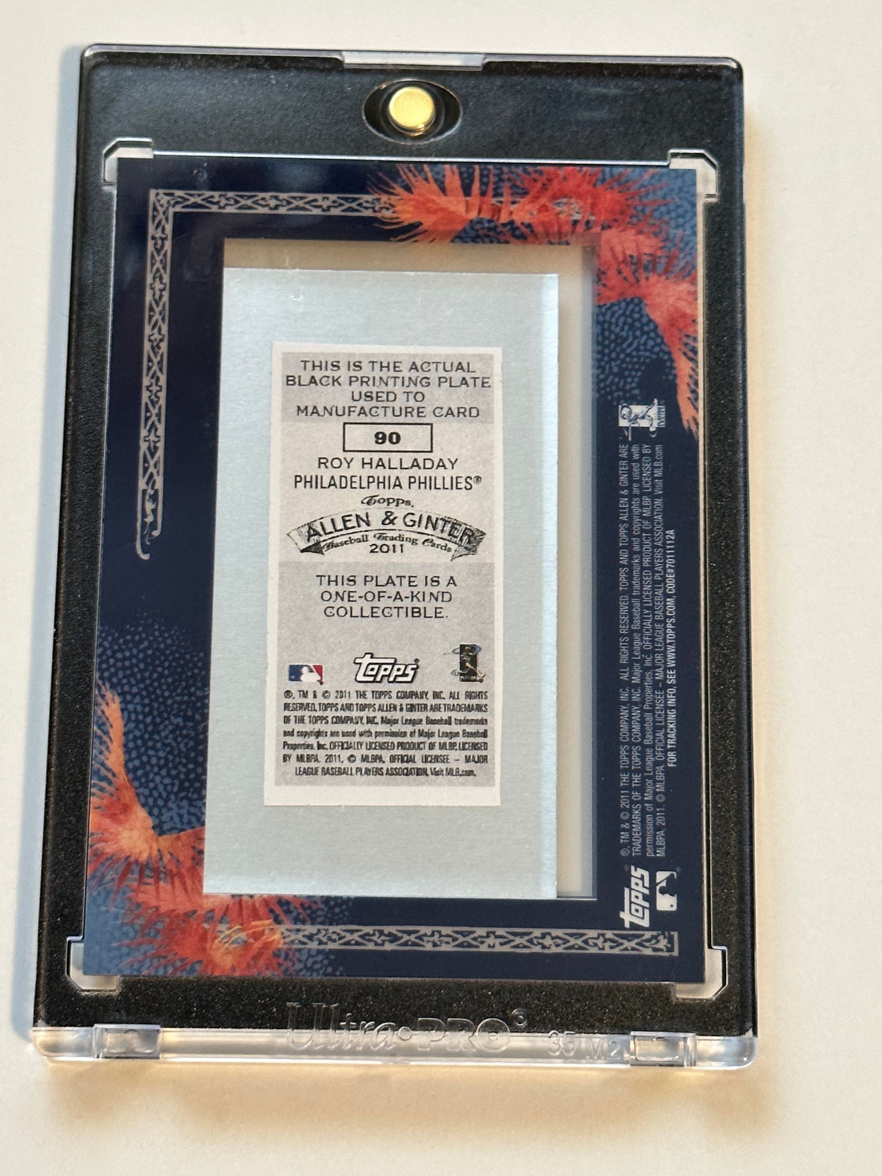 Roy Halladay rare 1/1 baseball printing plate insert card