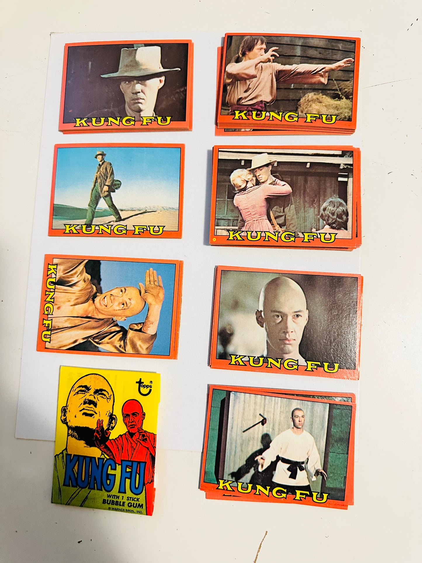 Kung Fu TV show rare high grade condition cards set with wrapper 1974