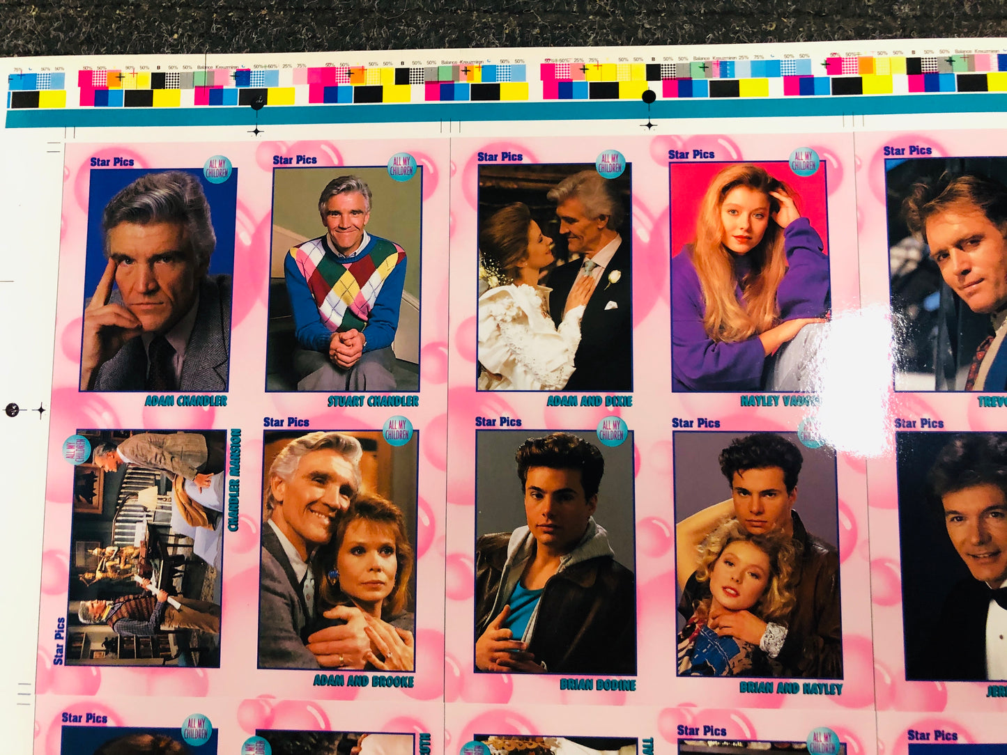 All My Children cards rare uncut card sheet Starpics 1991