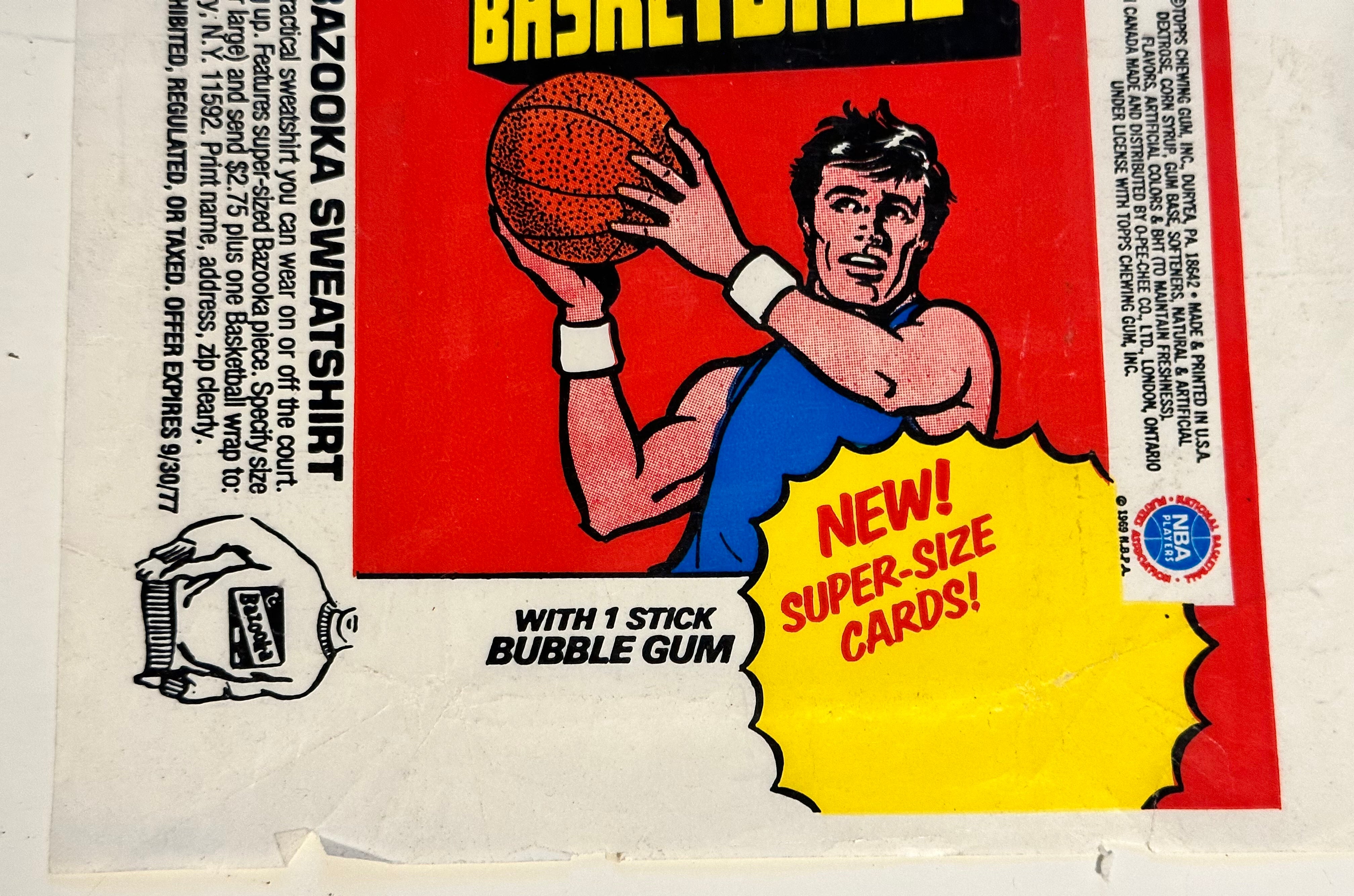 1976/77 NBA rare vintage basketball cards wrapper