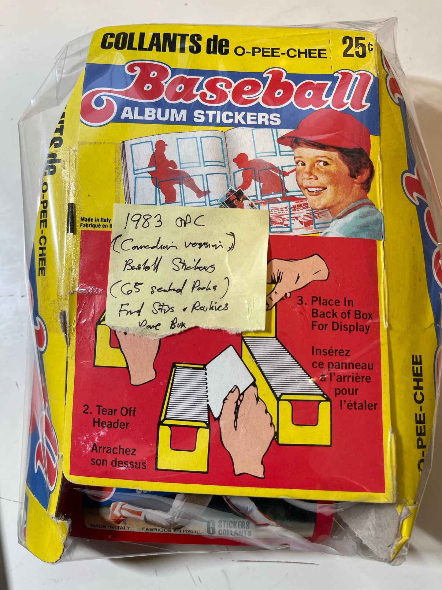 1983 Opc Canadian version 65 baseball stickers packs box