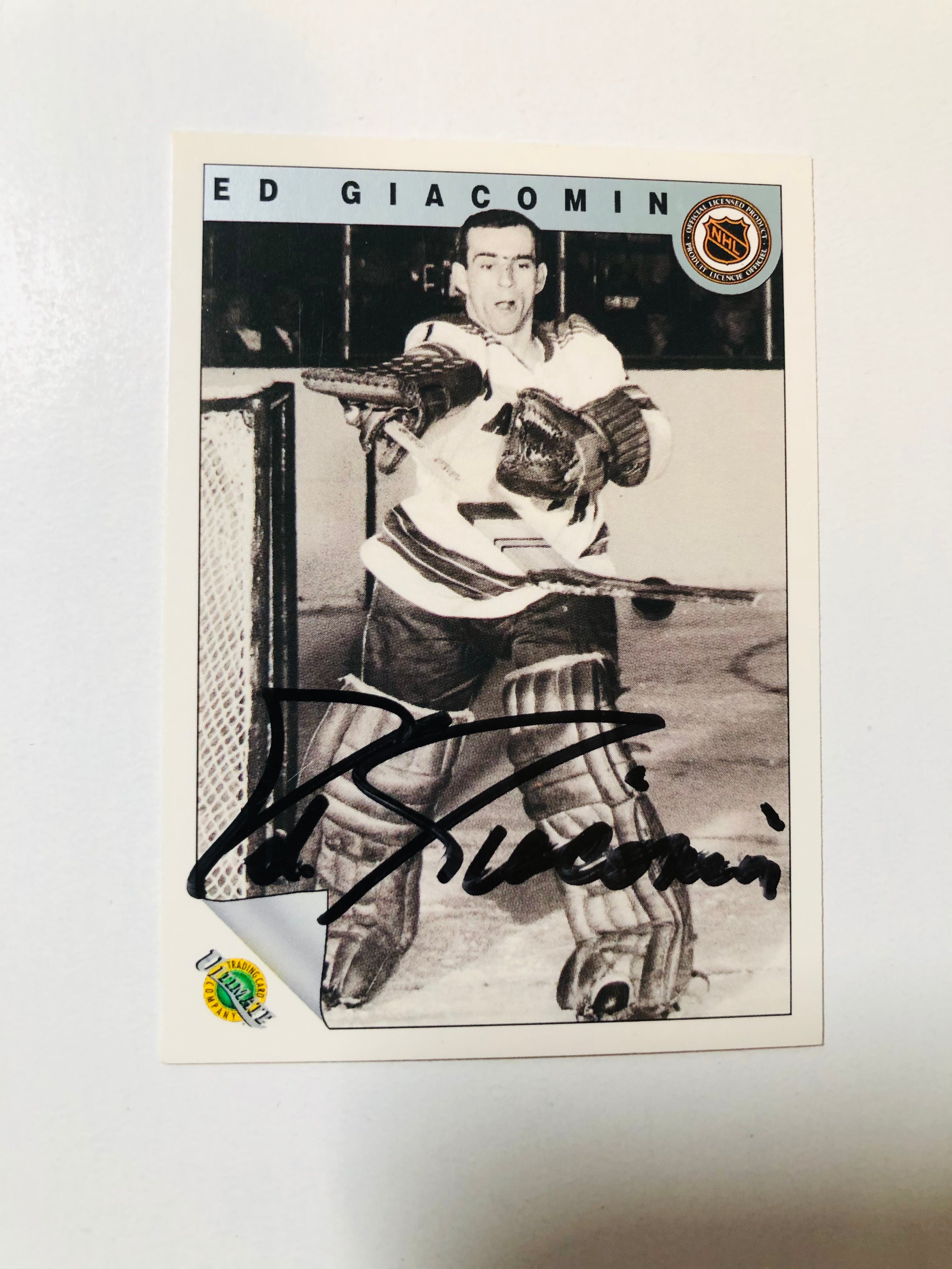Ed Giacomin autograph hockey card with COA