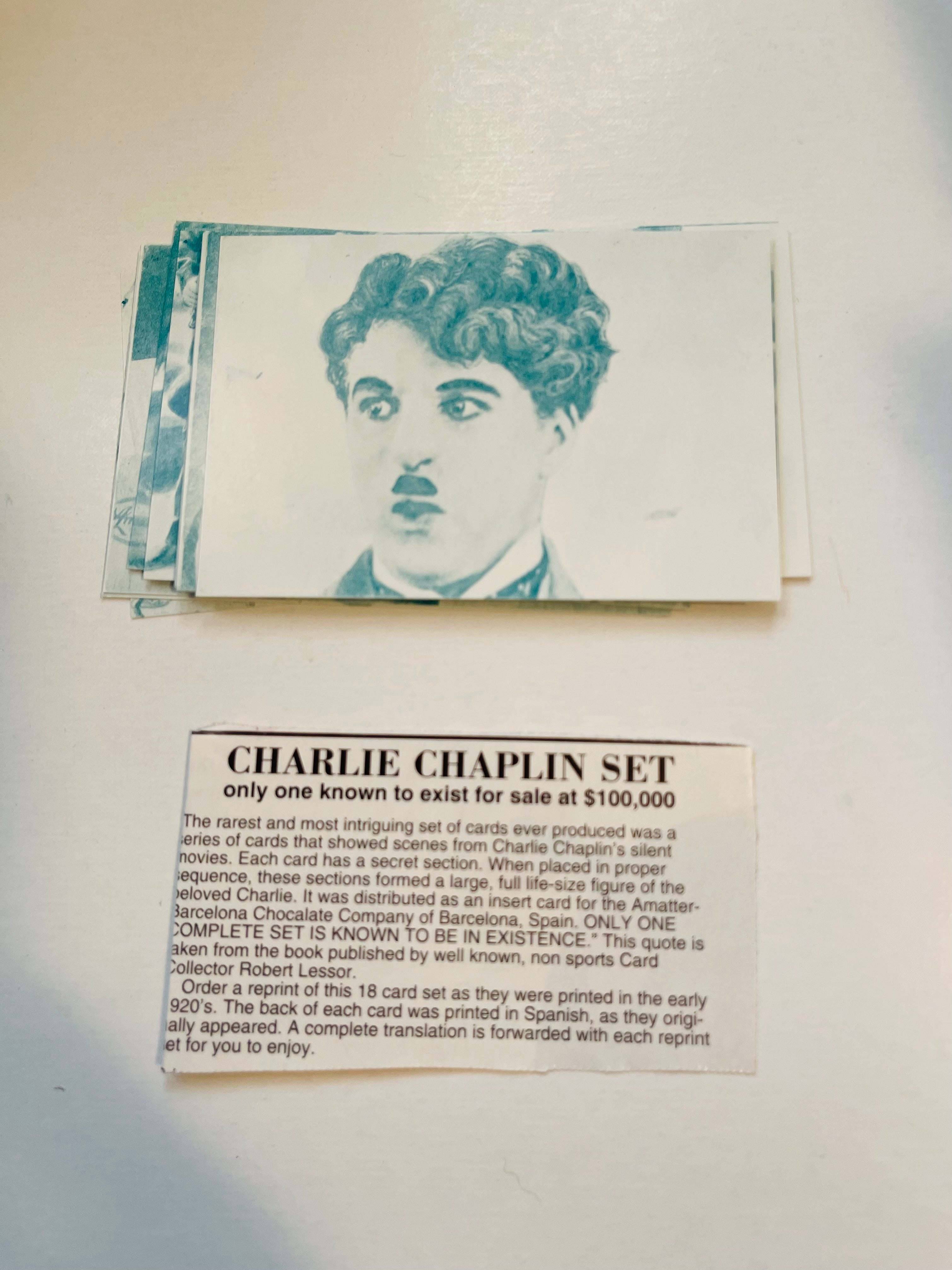 Charlie Chaplin rare 18 cards reprint cards set