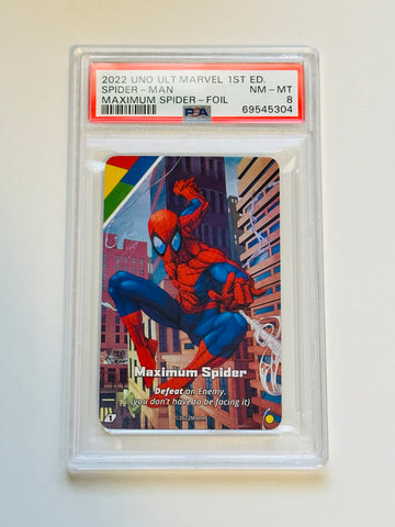 Spider-Man Uno 1st edt. Card PSA 8