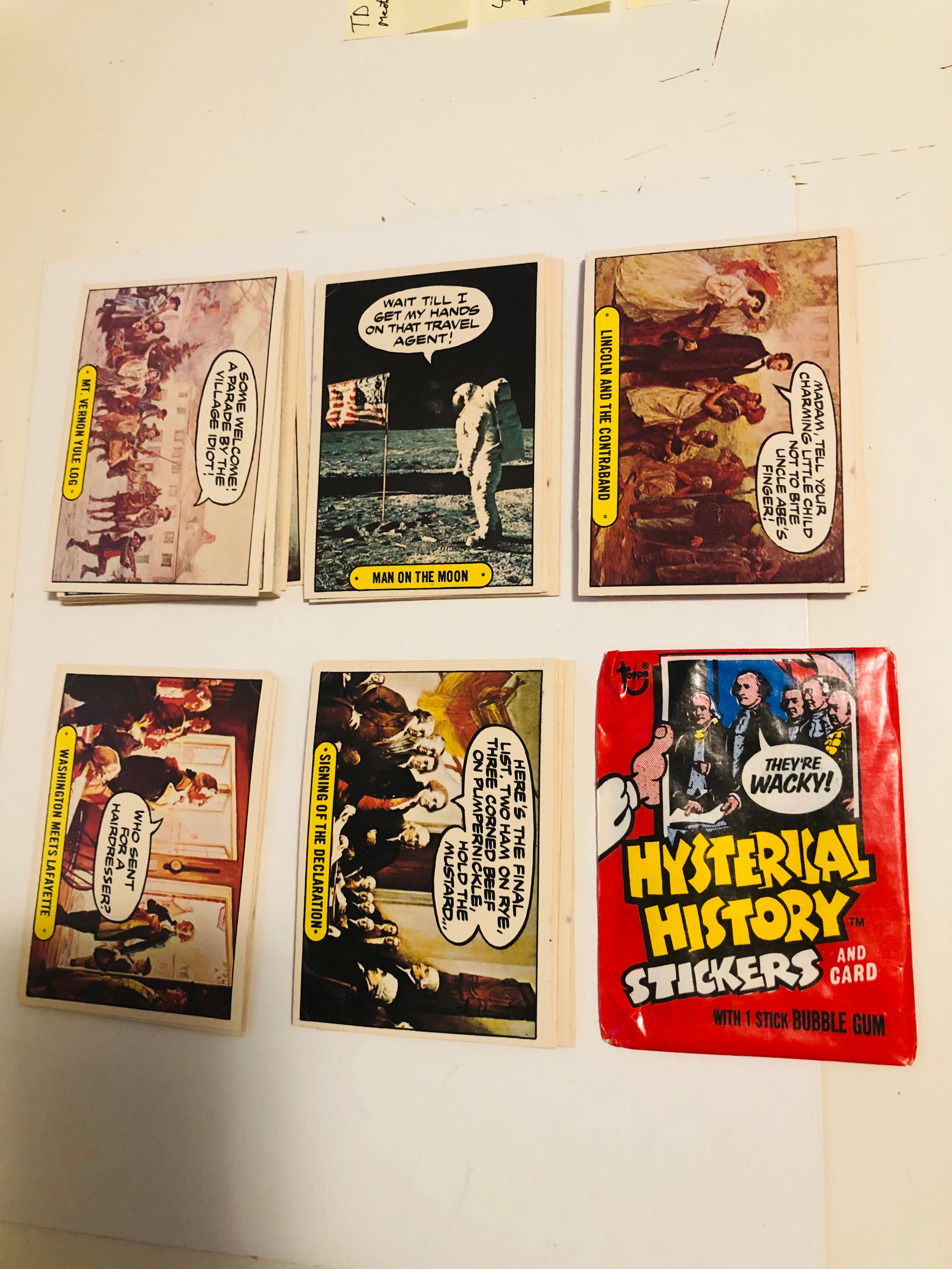 Hysterical Histories Topps cards set with wrapper 1975
