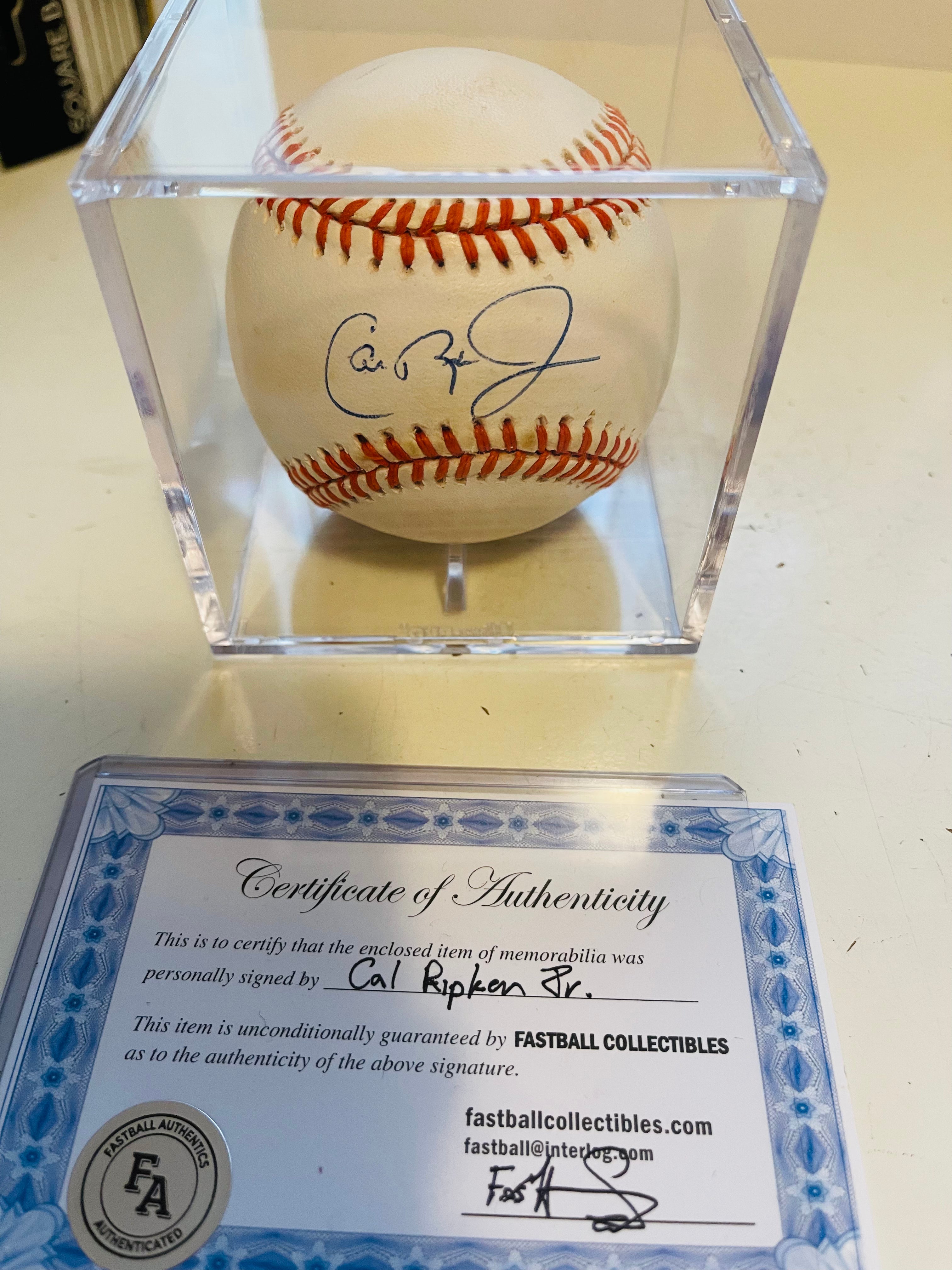 Cal Ripken Jr autographed baseball with holder and COA