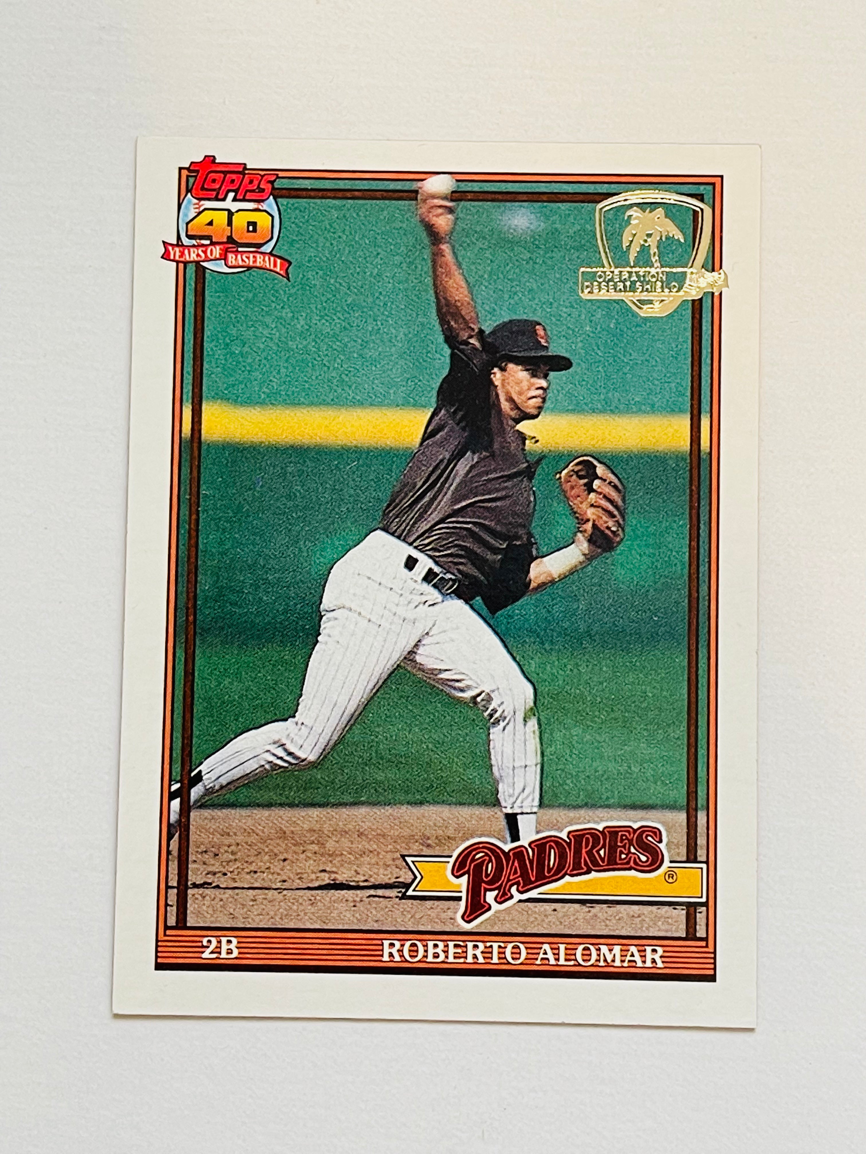 Roberto Alomar rare Desert storm stamped baseball card