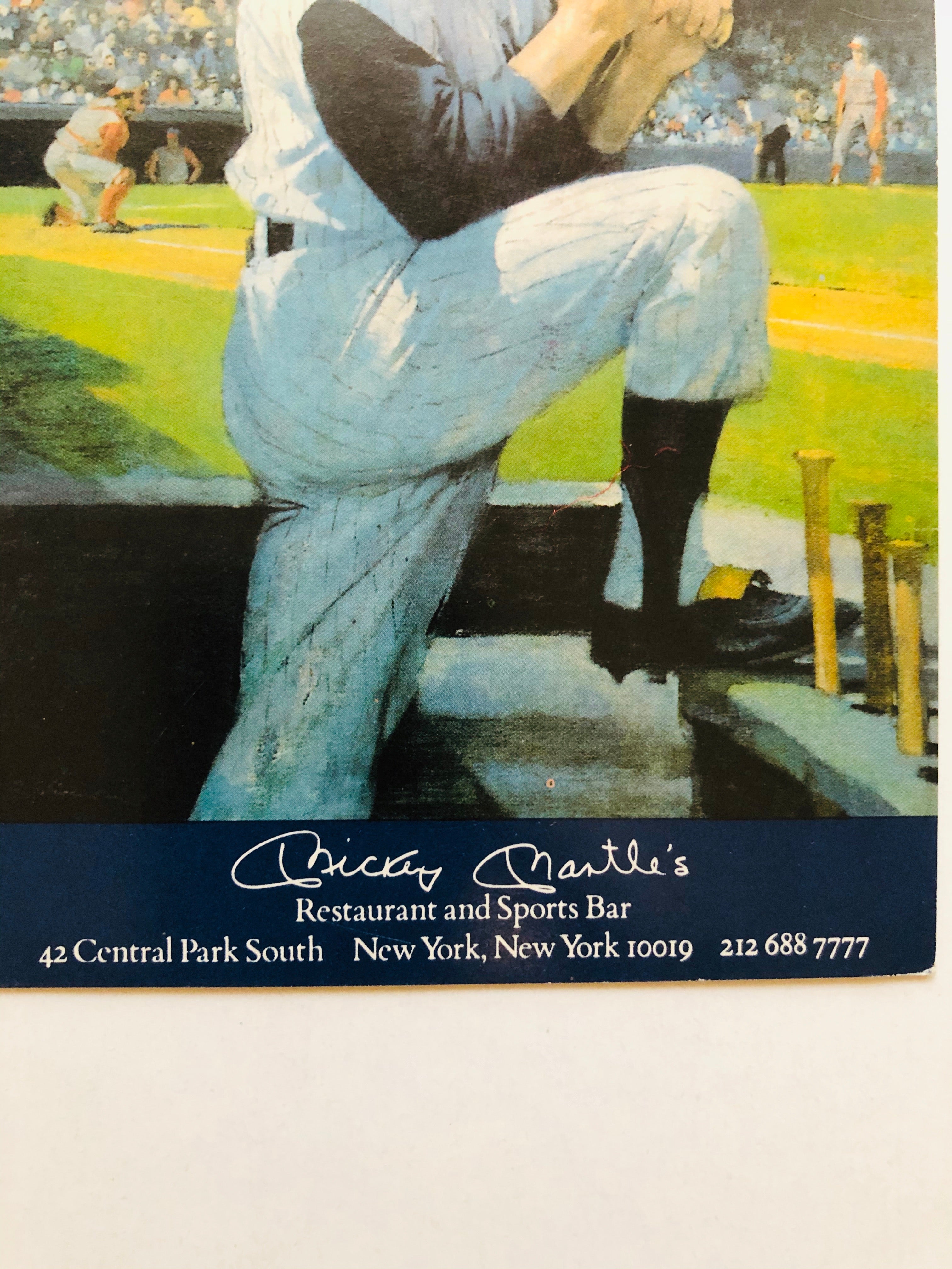 Mickey Mantle baseball legend rare restaurant postcard 1980s