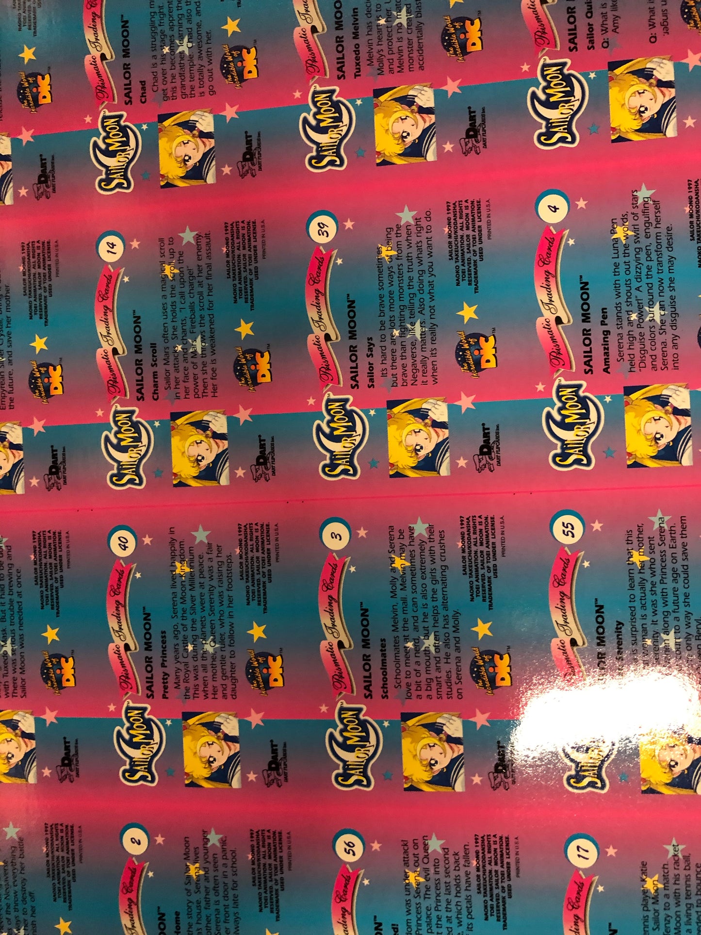 Sailor Moon anime rare foil uncut cards sheet 56/95 from 1990