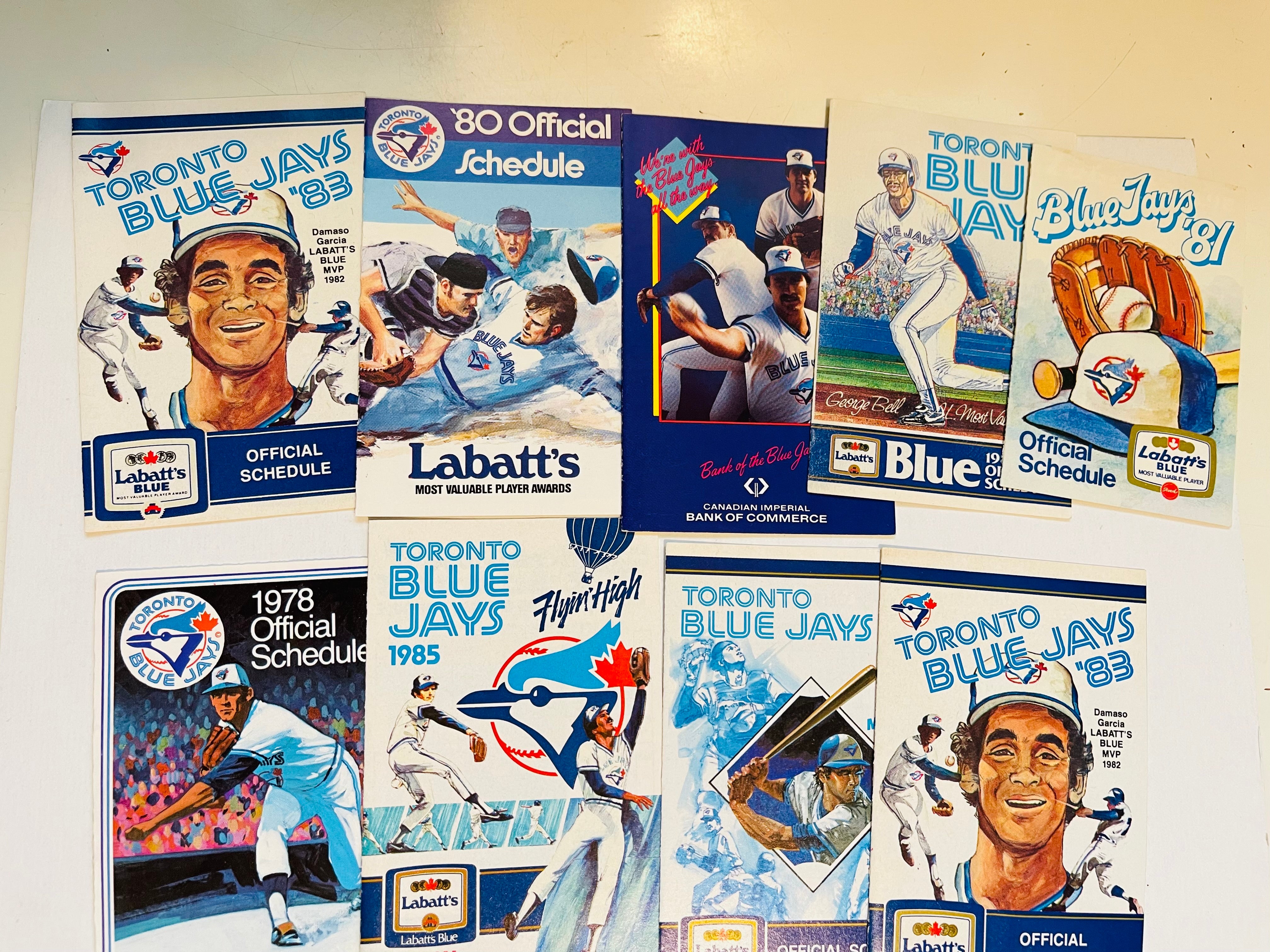 Toronto Blue Jays baseball 9 vintage pocket schedules 1980s
