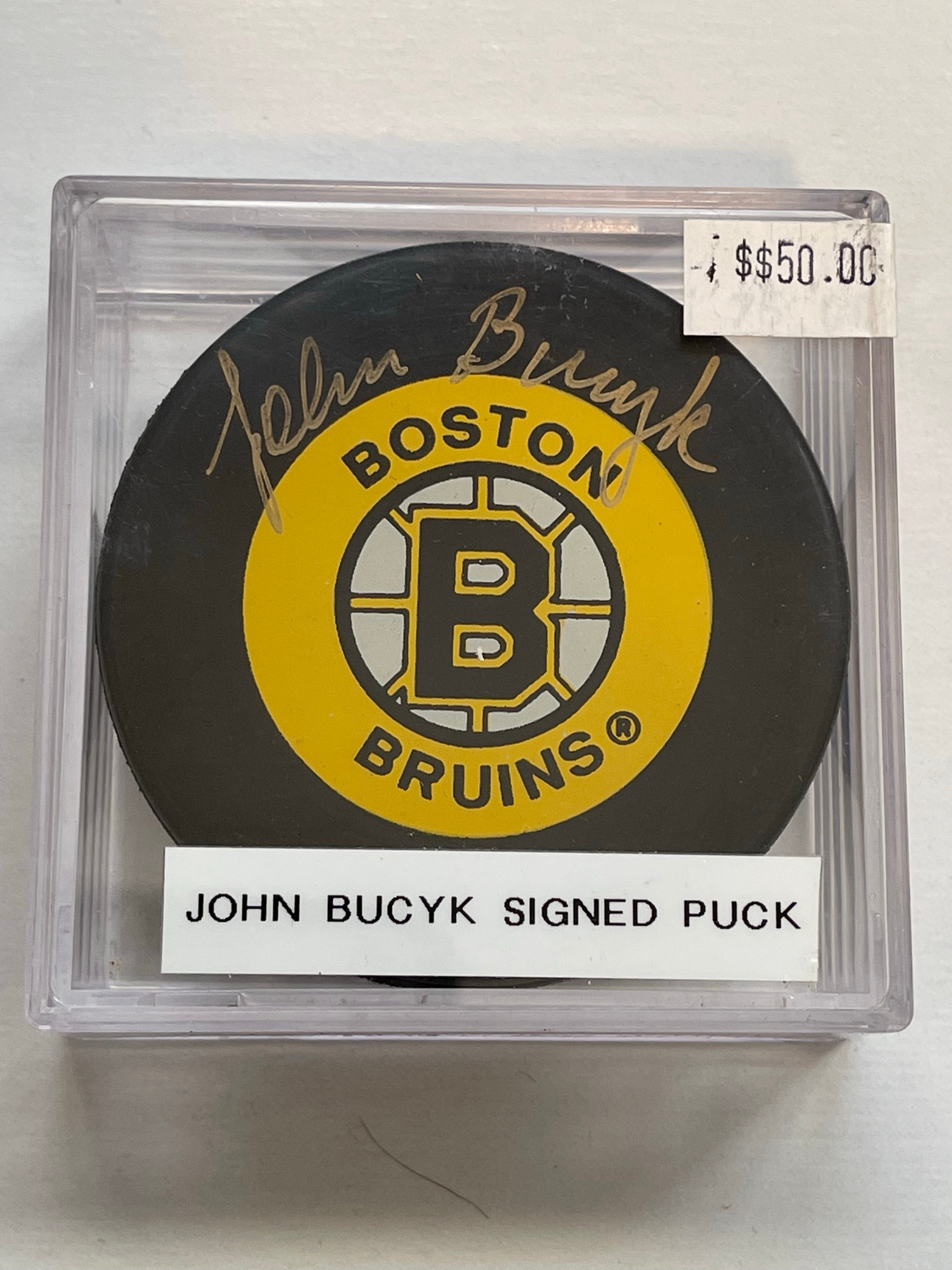 Johnny Bucyk autograph hockey puck with COA