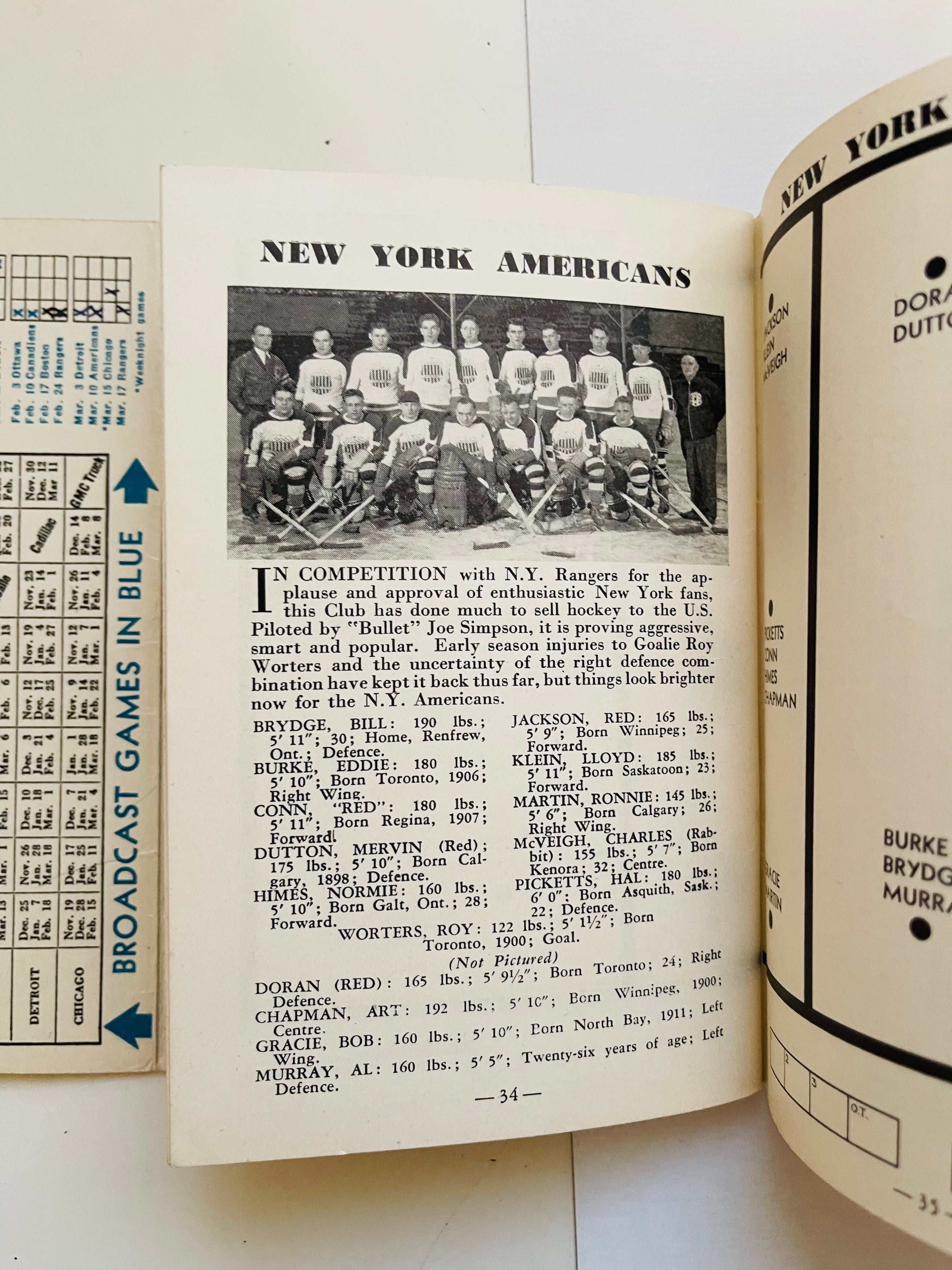 1954 General Motors hockey Broadcast rare guide 1954