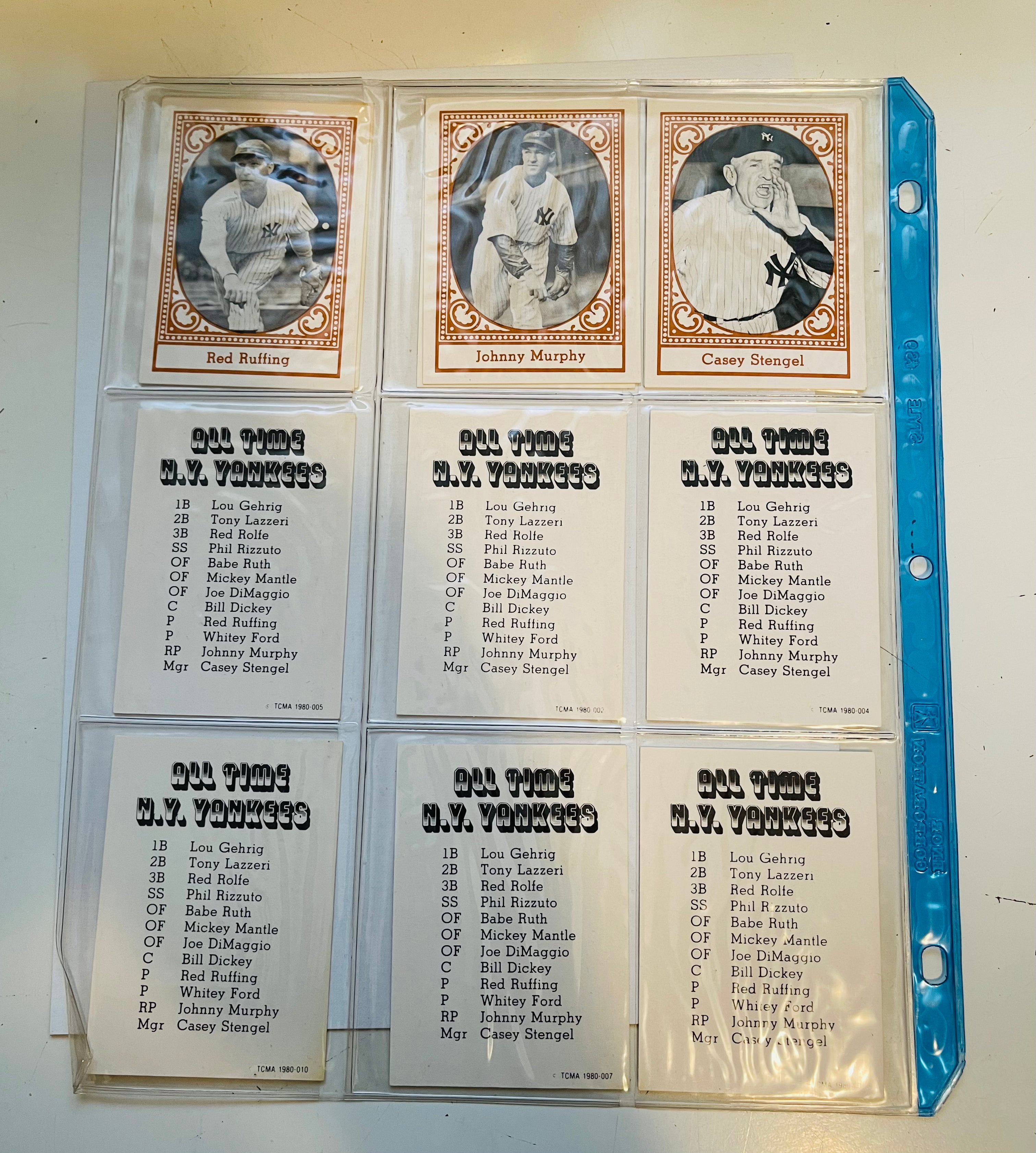 1980 New York Yankees all time greats card set