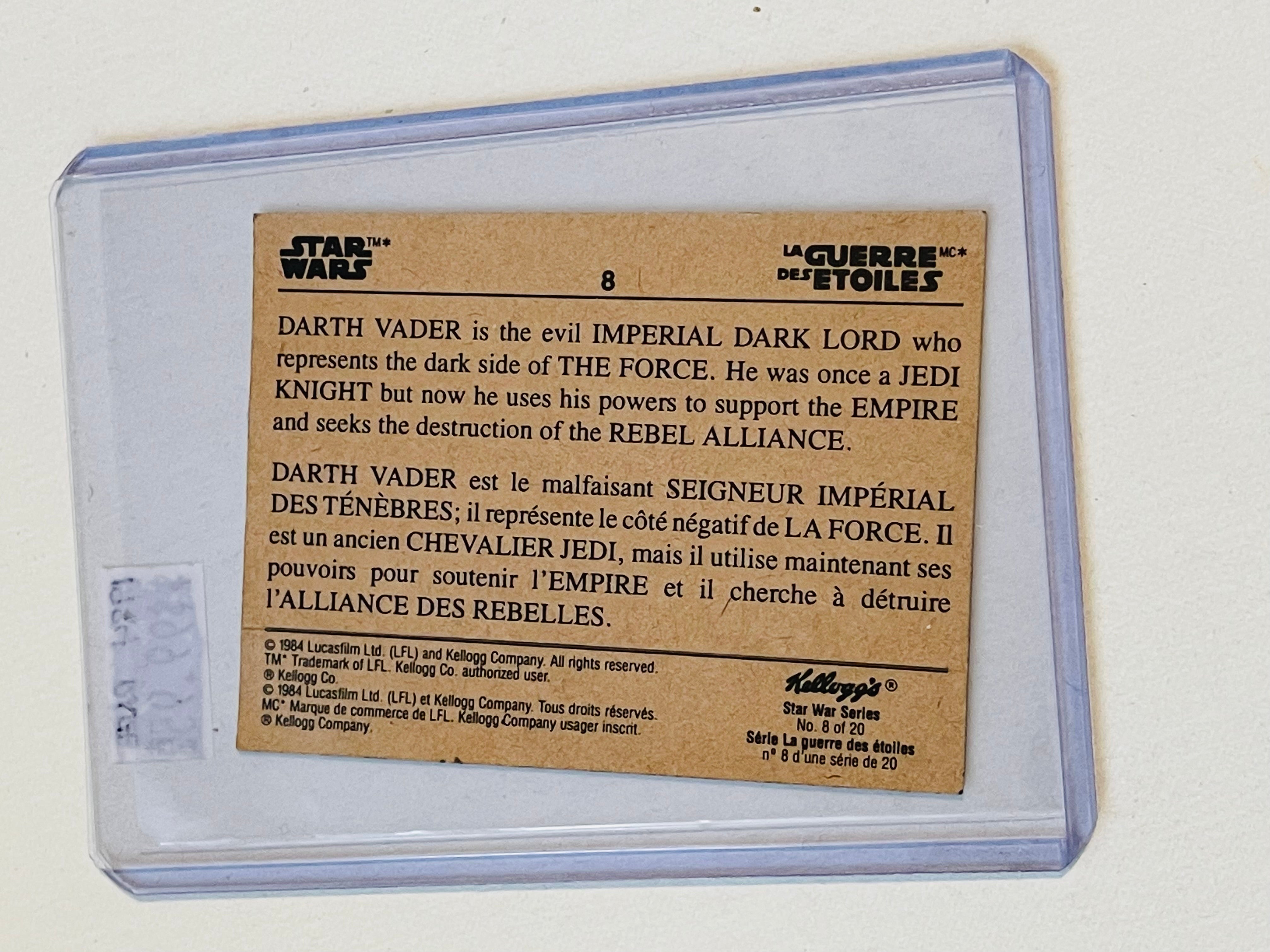 Star Wars Kellogg’s Darth Vader rare French card 1984